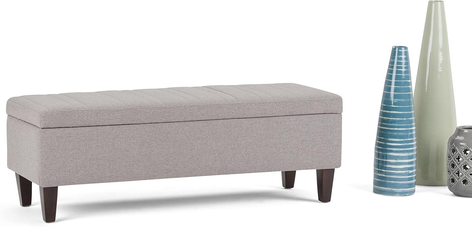 Gray Cloud Linen Rectangular Storage Ottoman with Lift-Up Lid