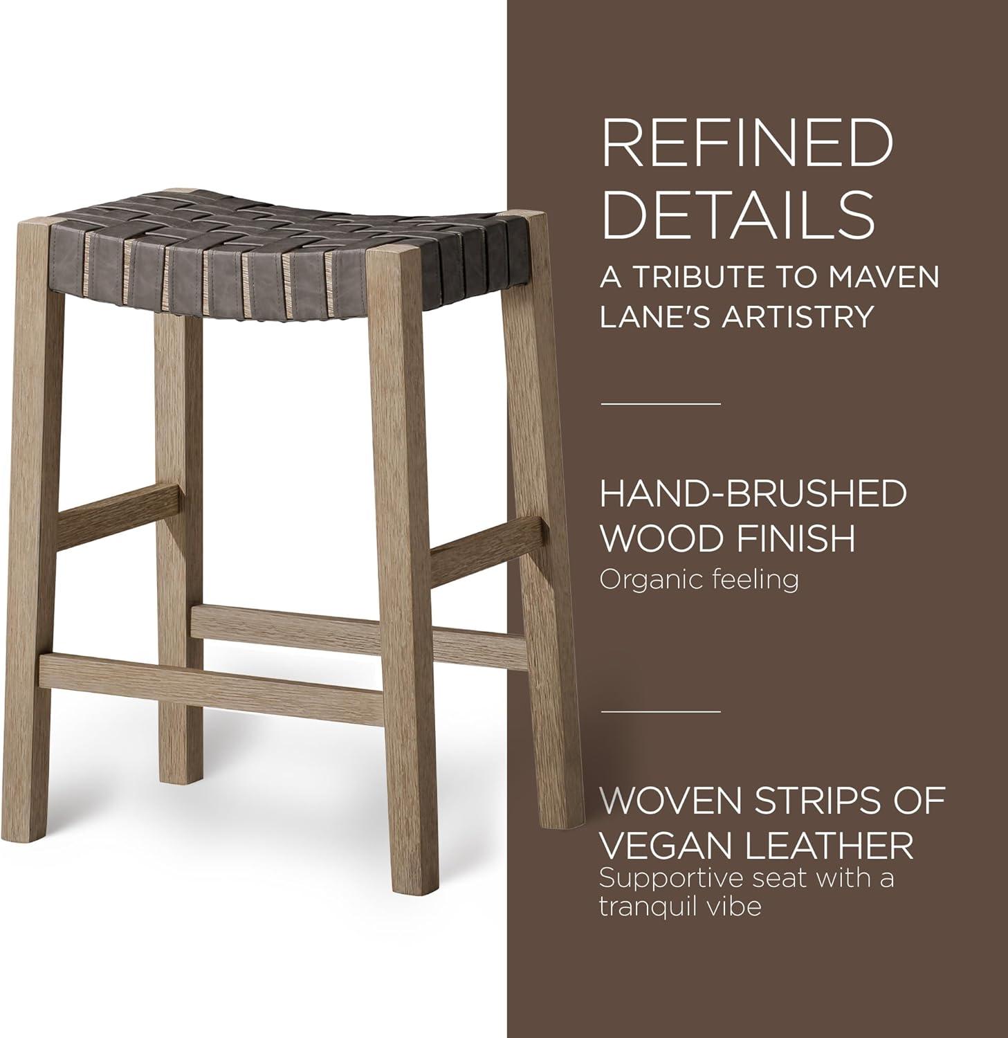 Maven Lane Emerson Kitchen Stool with Vegan Leather Upholstery