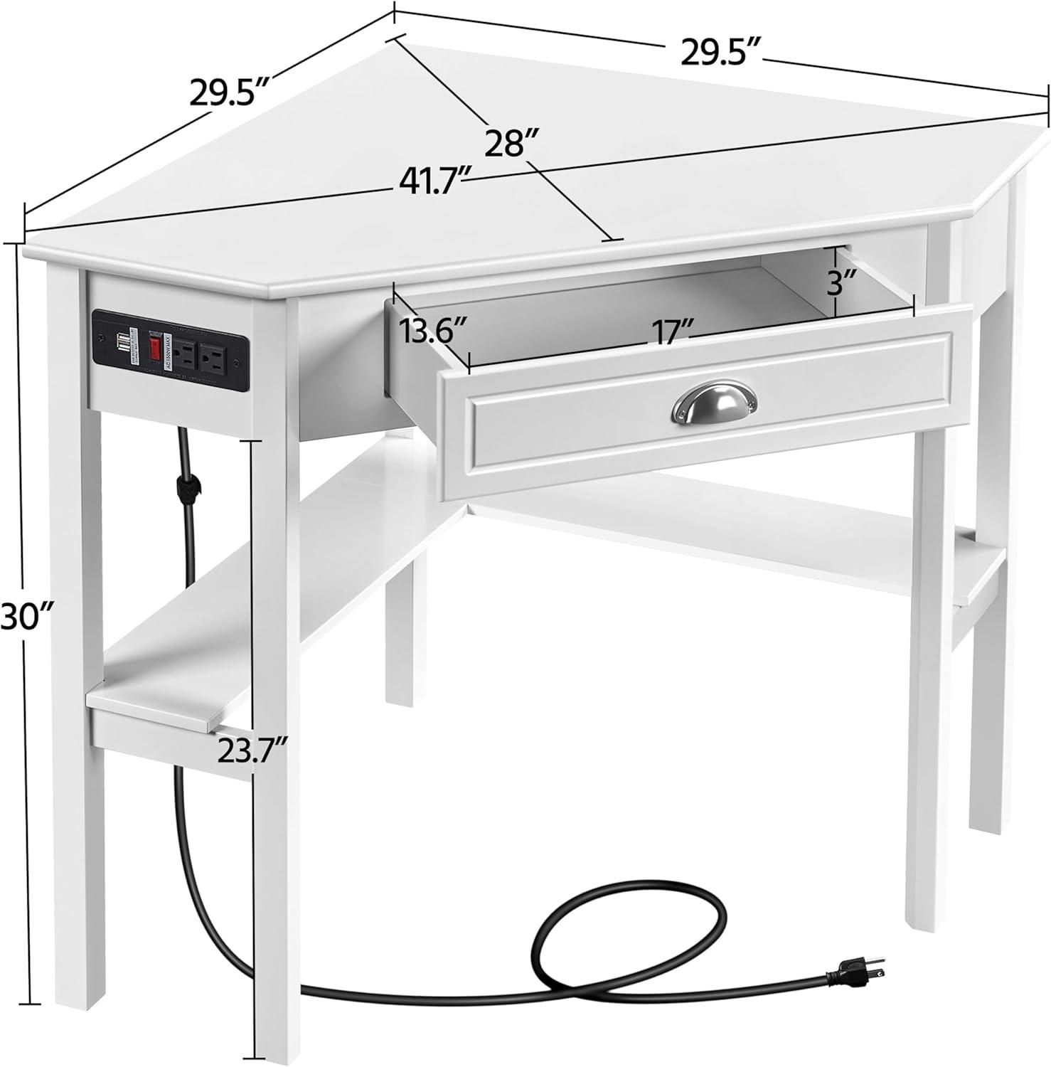 Yaheetech Corner Computer Desk Workstation with Power Outlet