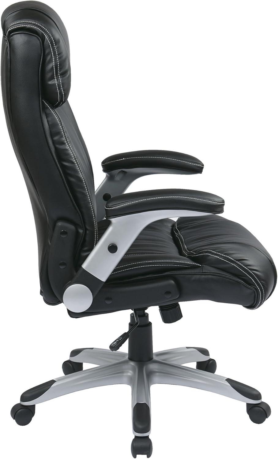 Bonded Leather Office Chair in Silver and Black