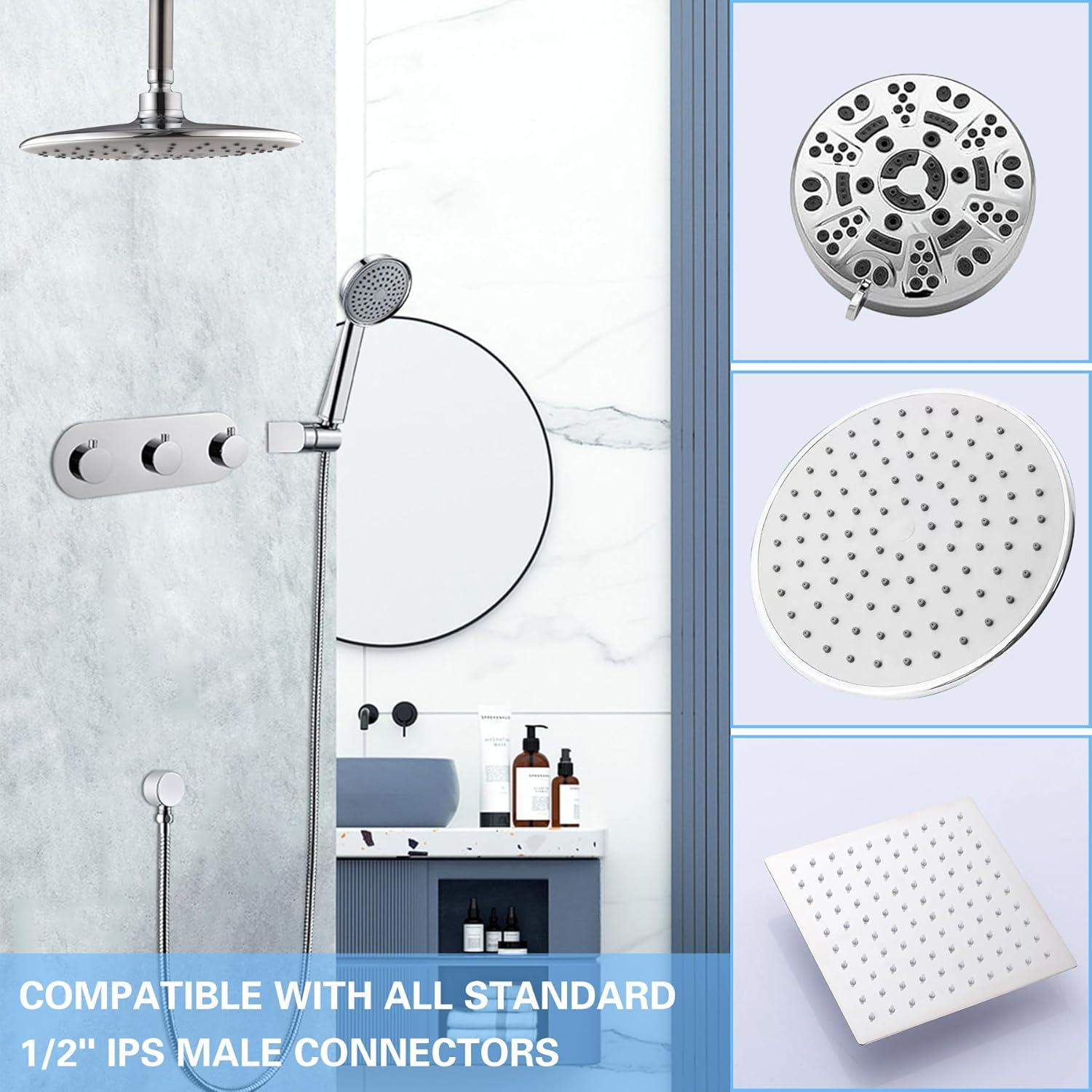 Ceiling Mount Shower Arm with Flange for Rain Shower Head,Stainless Steel Straight Arm for Fixed Shower Head,6 Inch Brushed Nickel