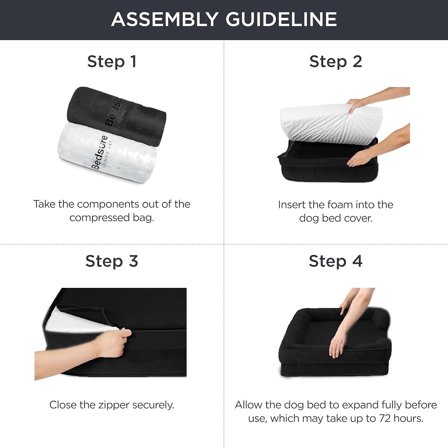 Bedsure Orthopedic Dog Beds Large Sized Dog - Washable Large Dog Cat Bed Waterproof, Comfort Dogs Couch Sofa with Washable Removable Cover, Pet Bed with Nonskid Bottom, Amber Noel-Red, 35"