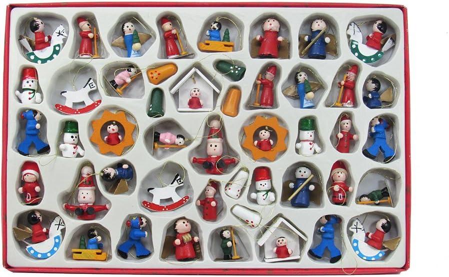 Petite Treasures Wooden Christmas Ornament Set, 48 Pieces