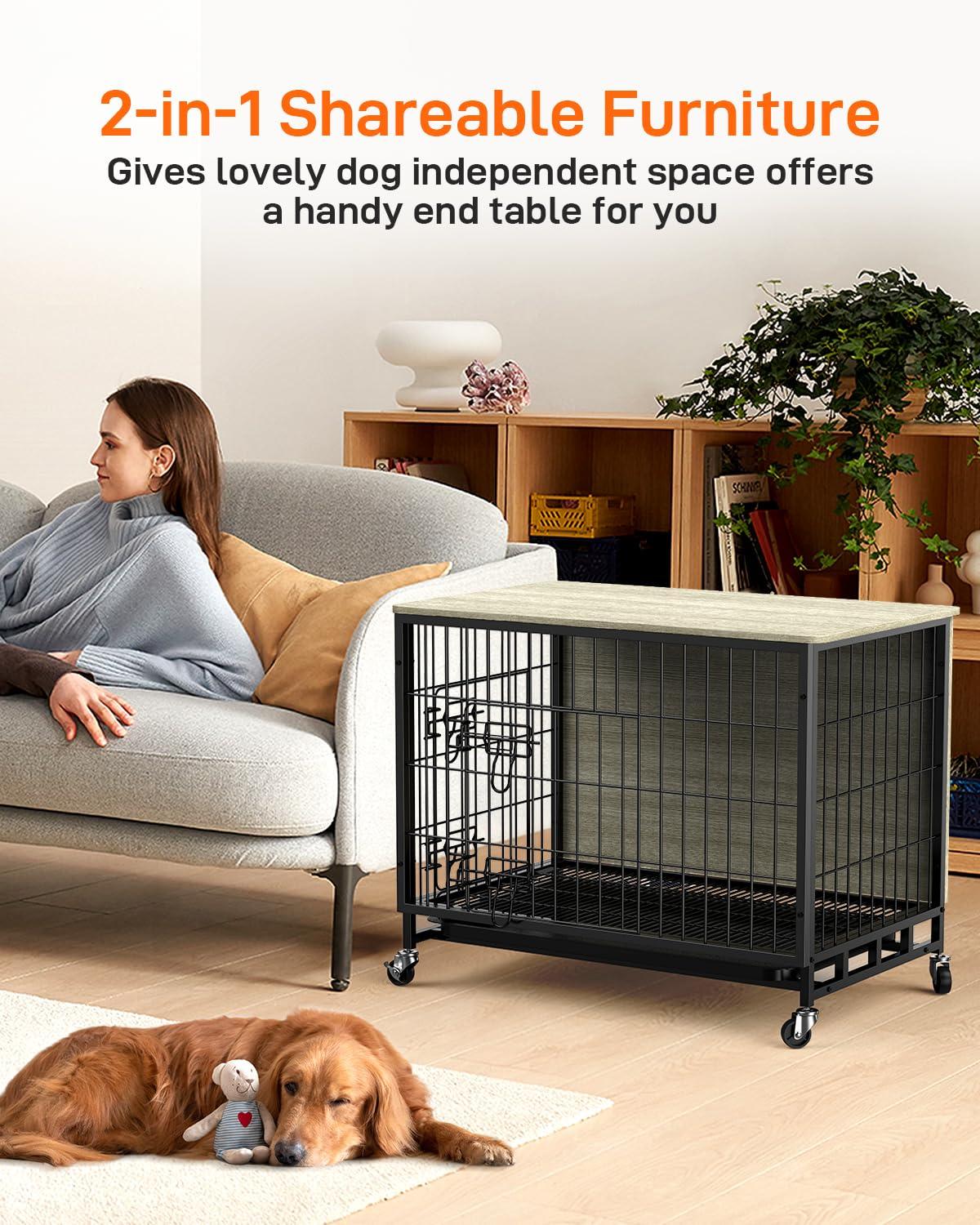 Tucker Murphy Pet™ Dog Crate Furniture, Removable Tray And Wheels