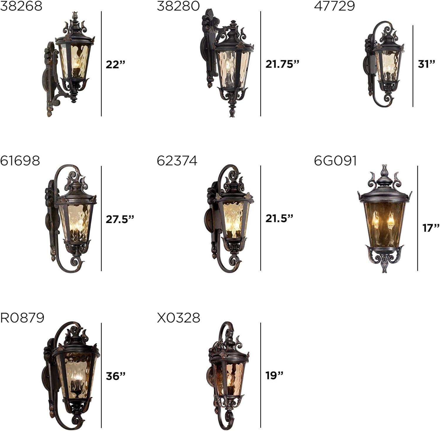 John Timberland Casa Marseille Rustic Outdoor Wall Light Fixture Valencia Bronze Scroll 21 3/4" Champagne Hammered Glass for Post Exterior Barn Deck