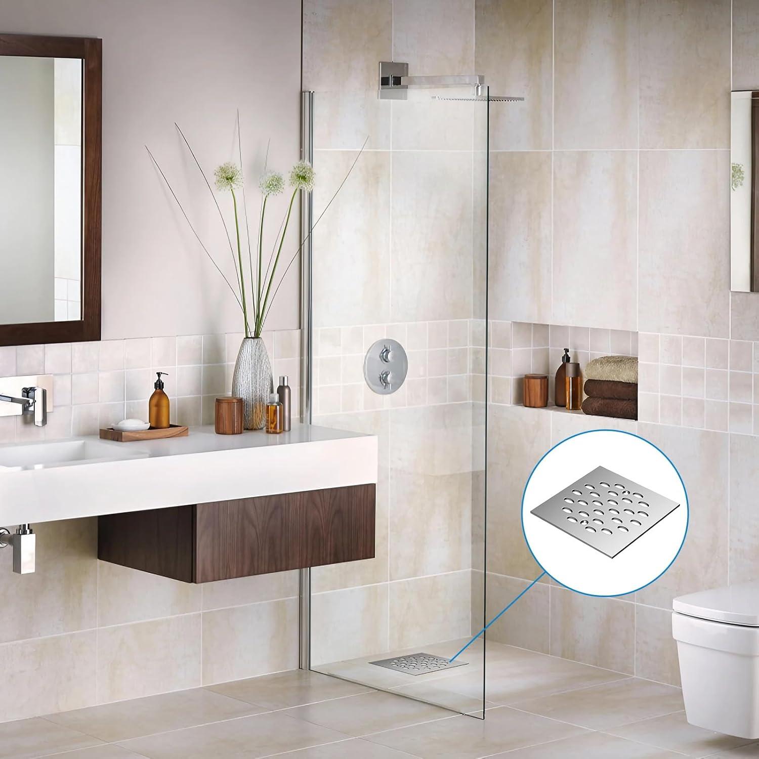 4010171 DRAIN COVER SQR SNP CHR Danco 4-1/4 in. Chrome Gray Square Drain Cover (Pack of 1)