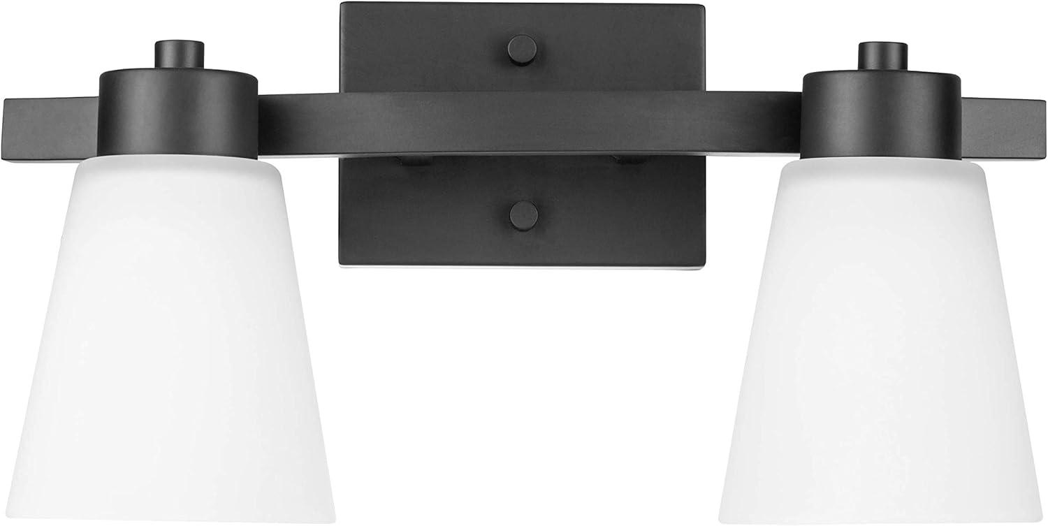 Sleek Matte Black Outdoor Vanity Light with Frosted Glass