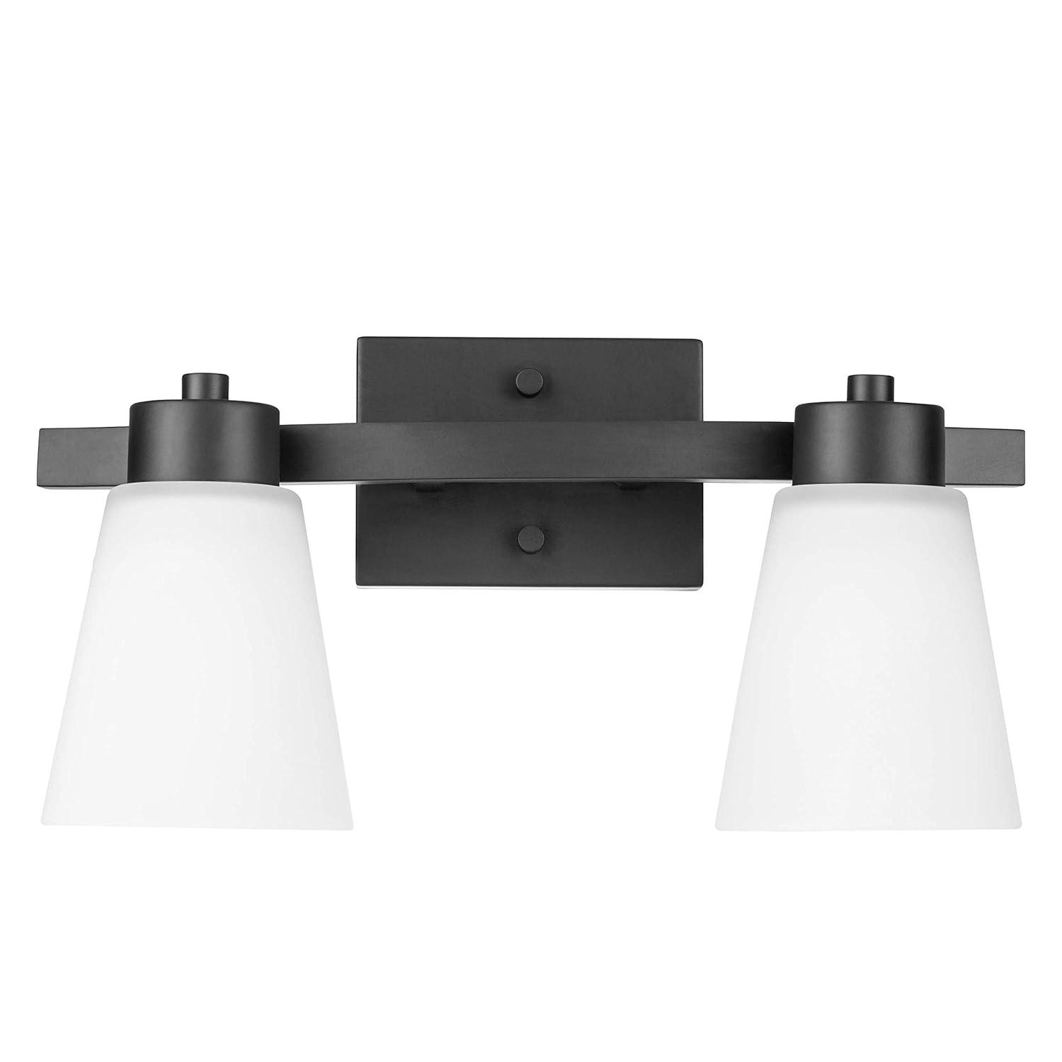 Prominence Home Fairendale 4-Light Matte Black Bathroom Vanity Light with Frosted Glass Shade