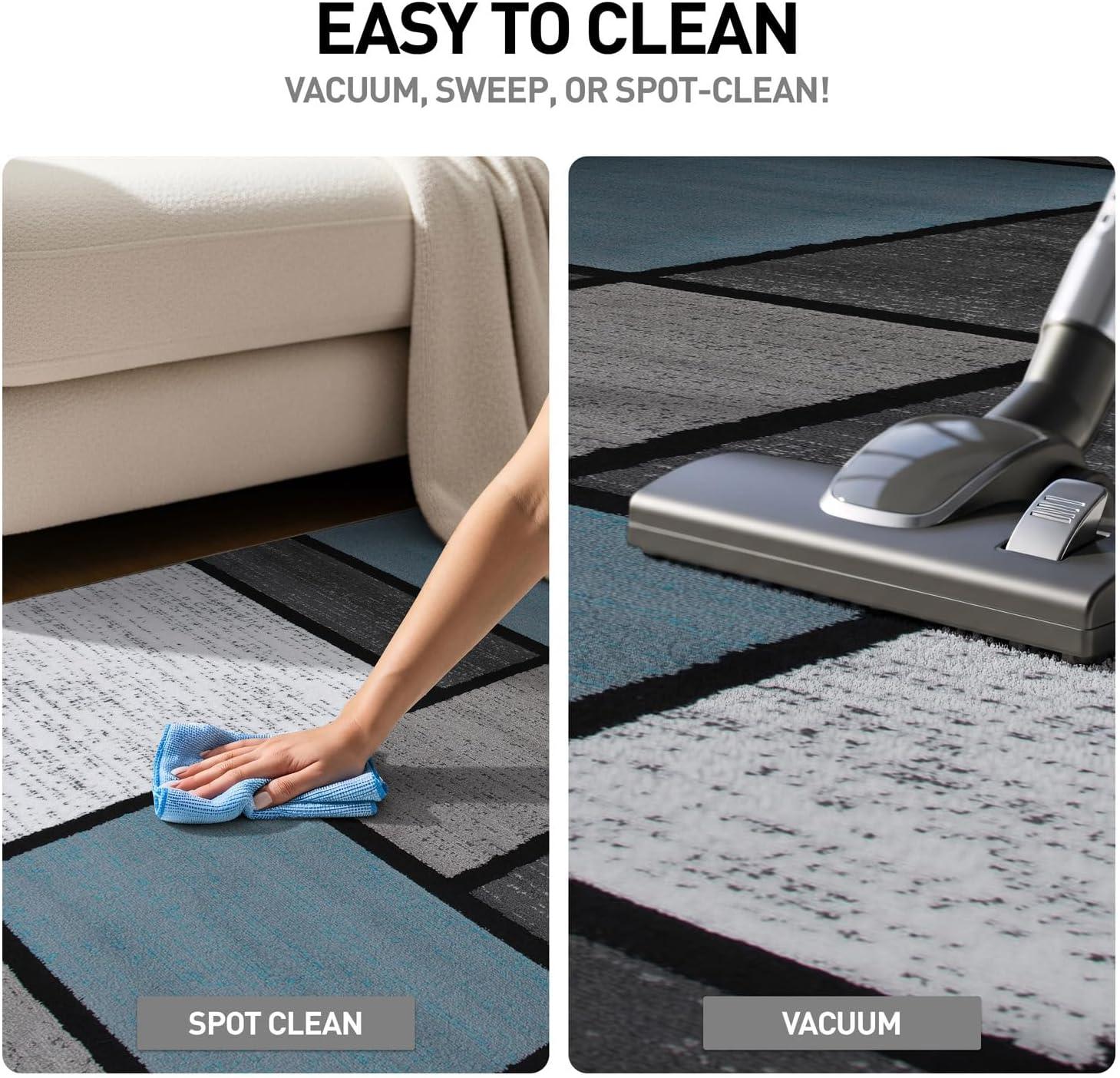 World Rug Gallery Contemporary Modern Boxed Color Block Blue Gray 3'3"x5' Area Rug