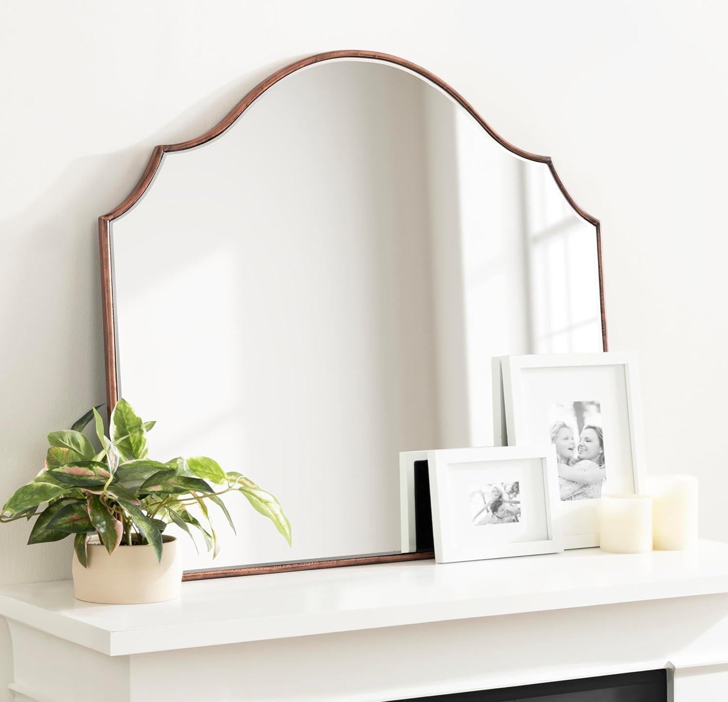Kate & Laurel All Things Decor 28"x32" Leanna Framed Arch Wall Mirror Bronze