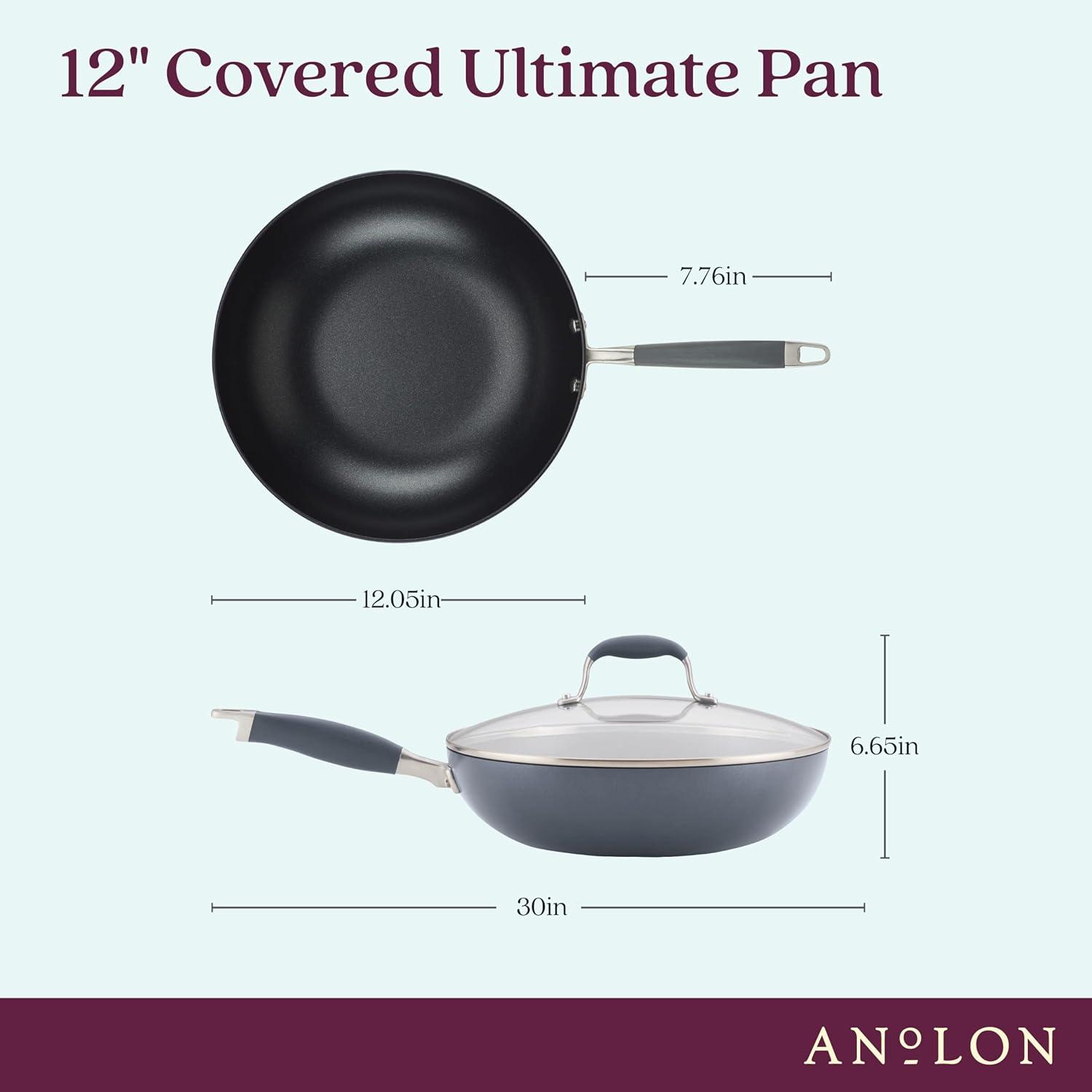 Anolon Anolon Advanced Bronze Hard-Anodized Nonstick Ultimate Pan with Lid, 12-Inch