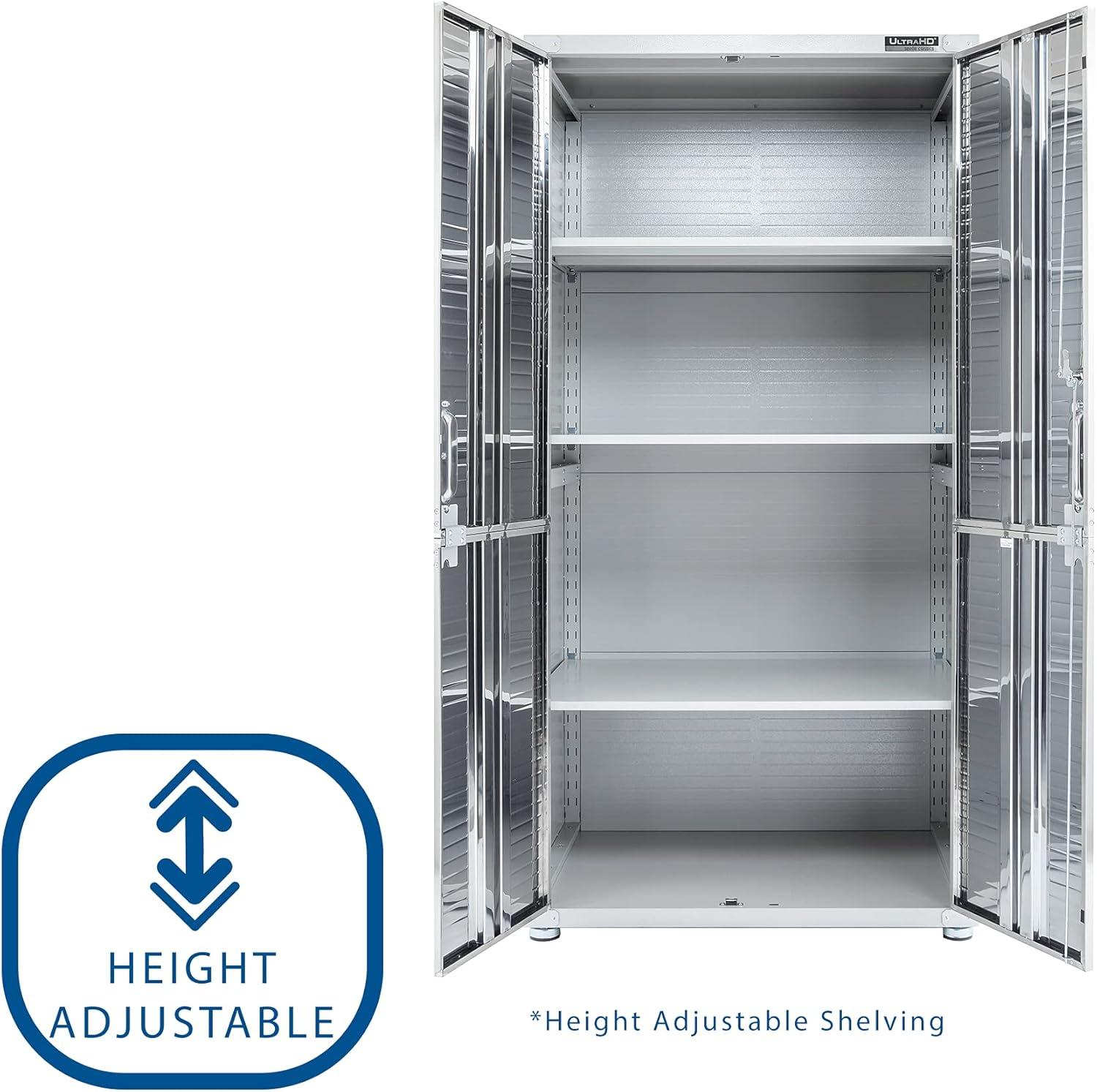 Seville Classics UltraHD Steel 2-Door Lockable Garage Storage Cabinet, 36 x 24 x 72, Granite Gray