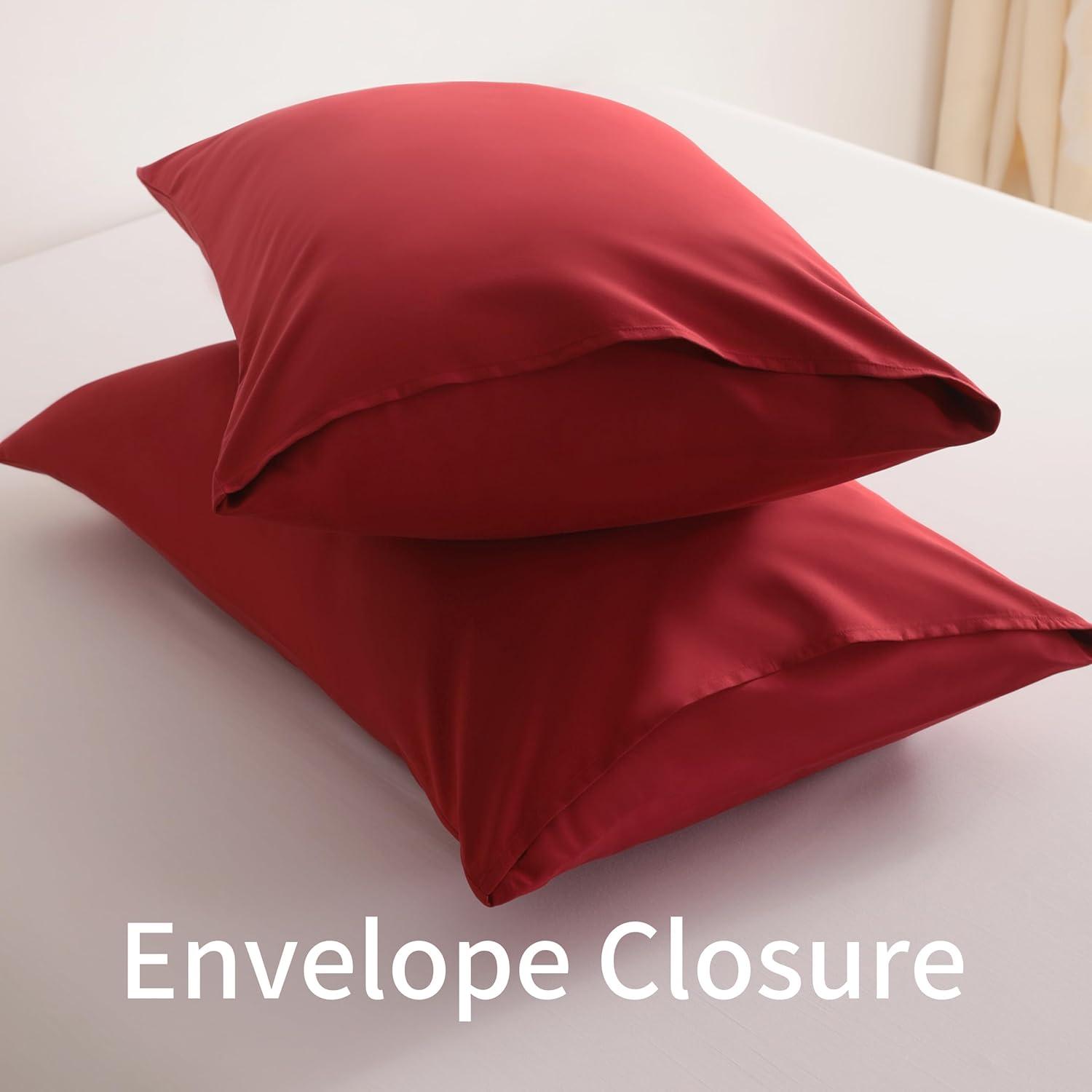 Microfiber Queen - Envelope - 20 x 30 Red Pillowcase Set by Bare Home