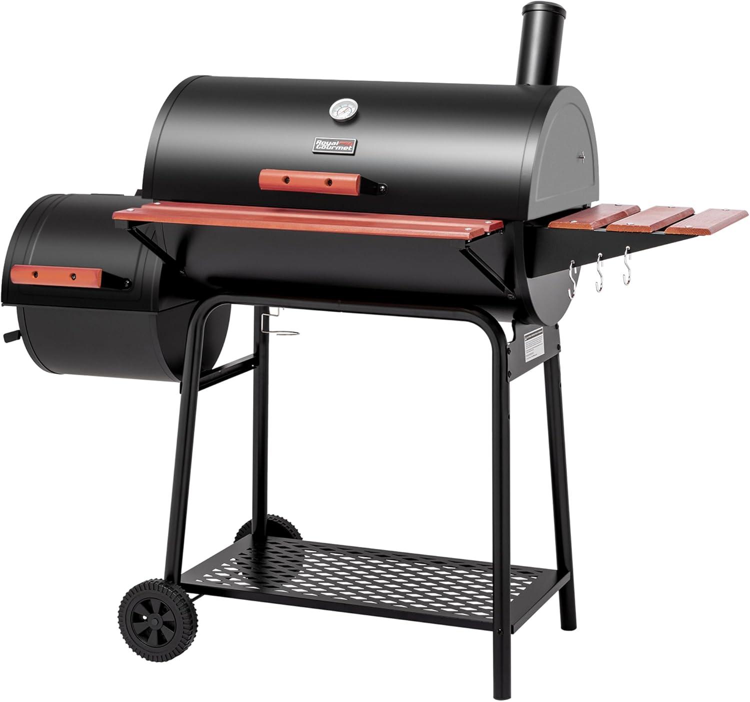 Royal Gourmet 30" Black Barrel Charcoal Grill with Smoker