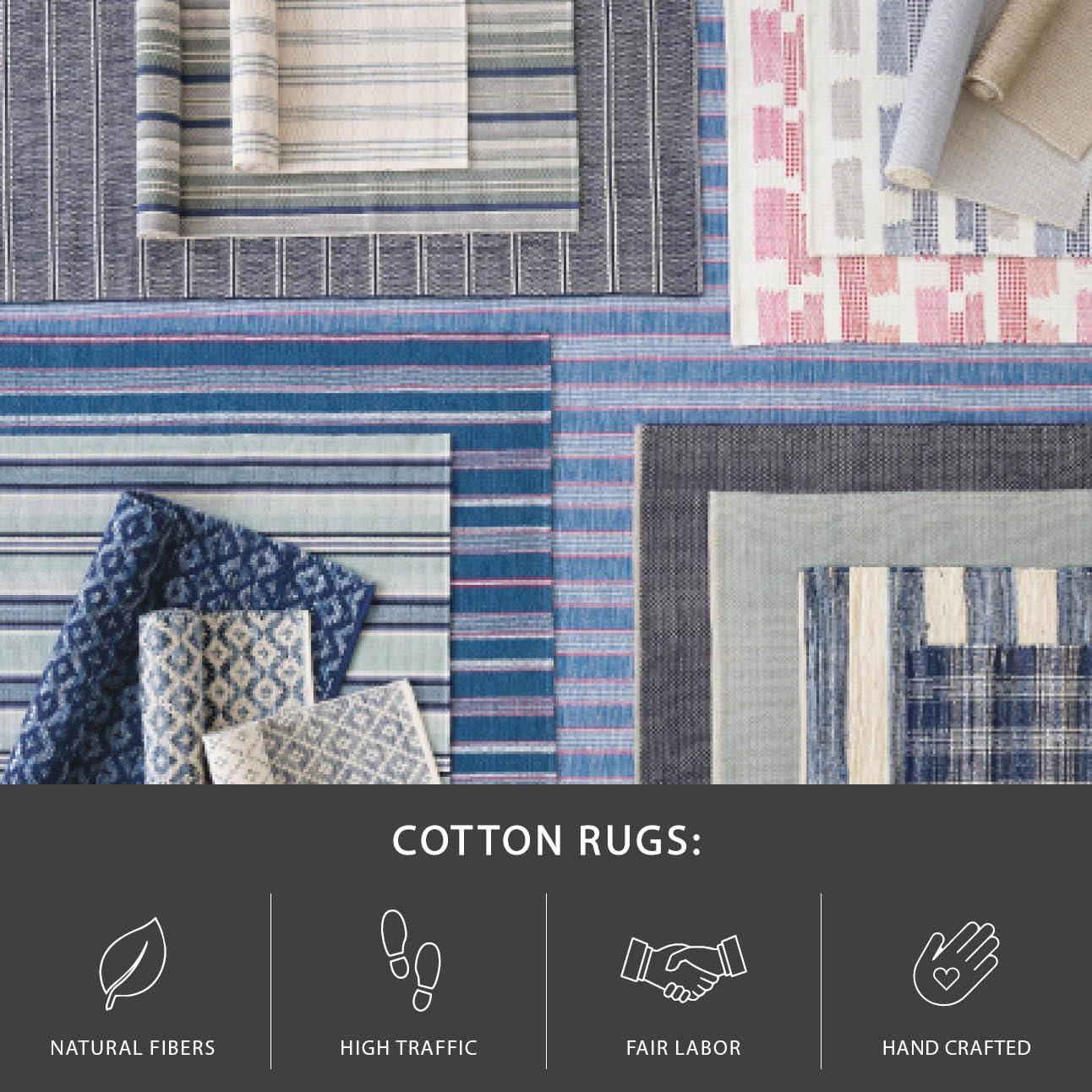 Herringbone Handwoven Cotton Swedish Blue Area Rug