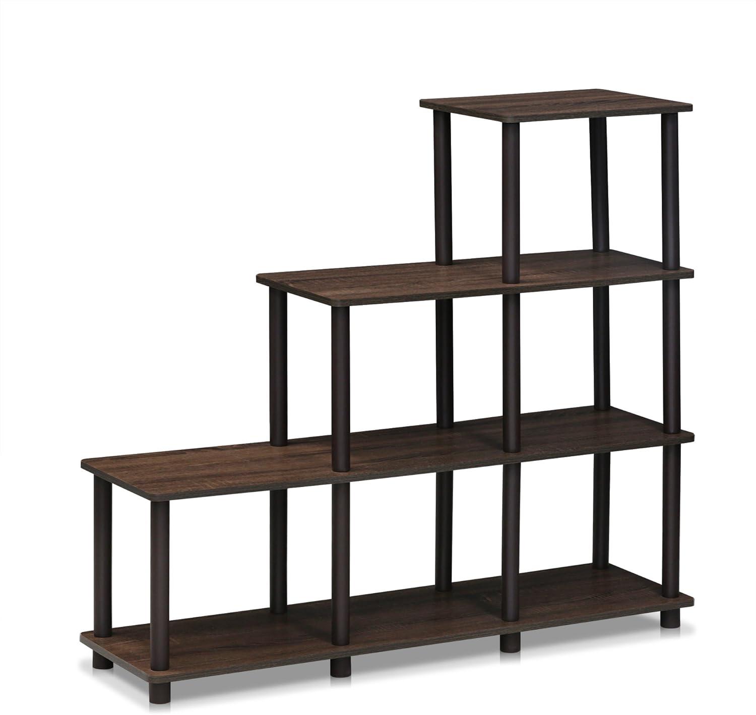 Furinno 16107WN/BR Turn-N-Tube Ladder Space Shelf, Walnut/Brown