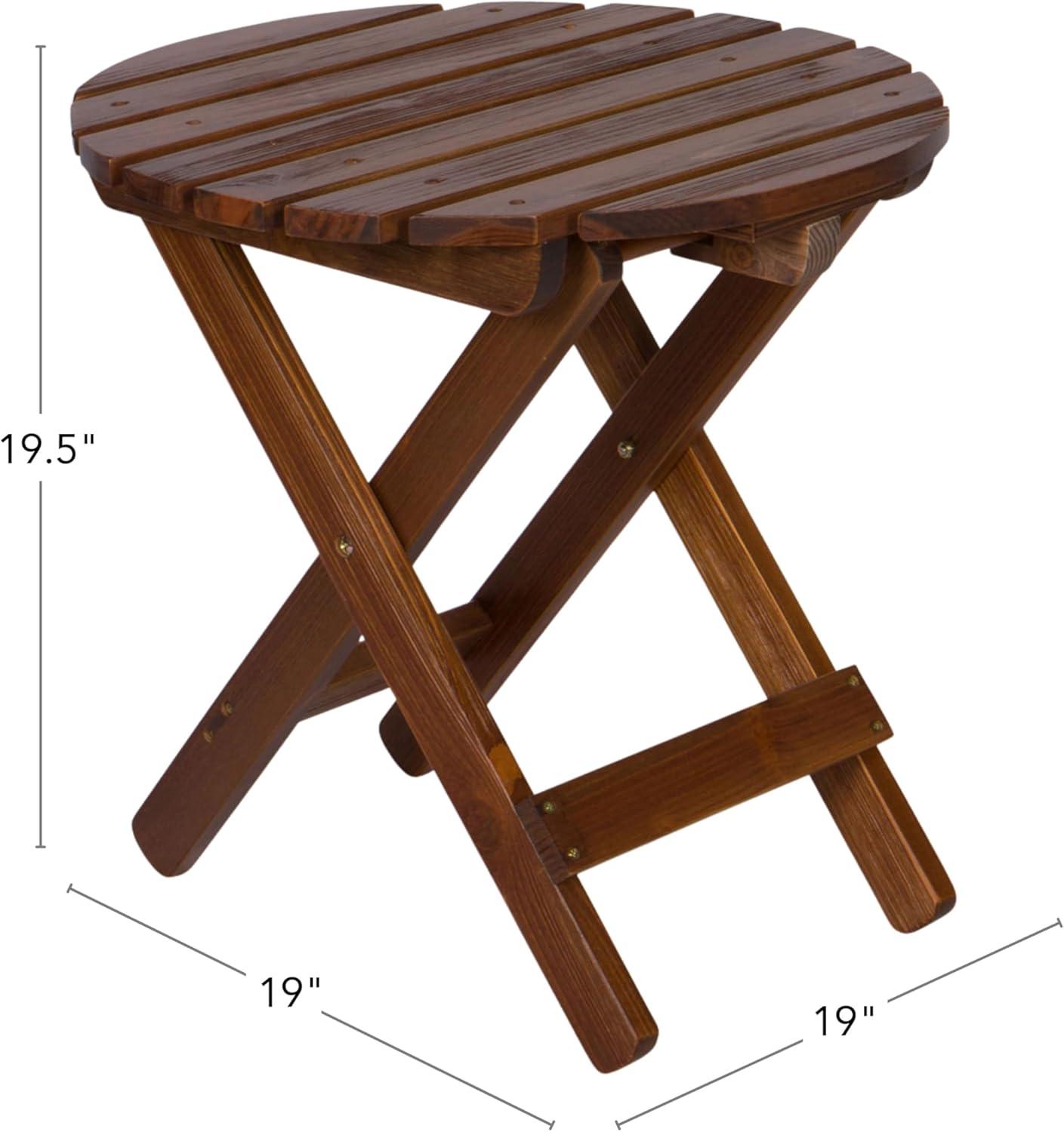 Shine Company Adirondack Round Cedar Wood Foldable Side Table in Brown