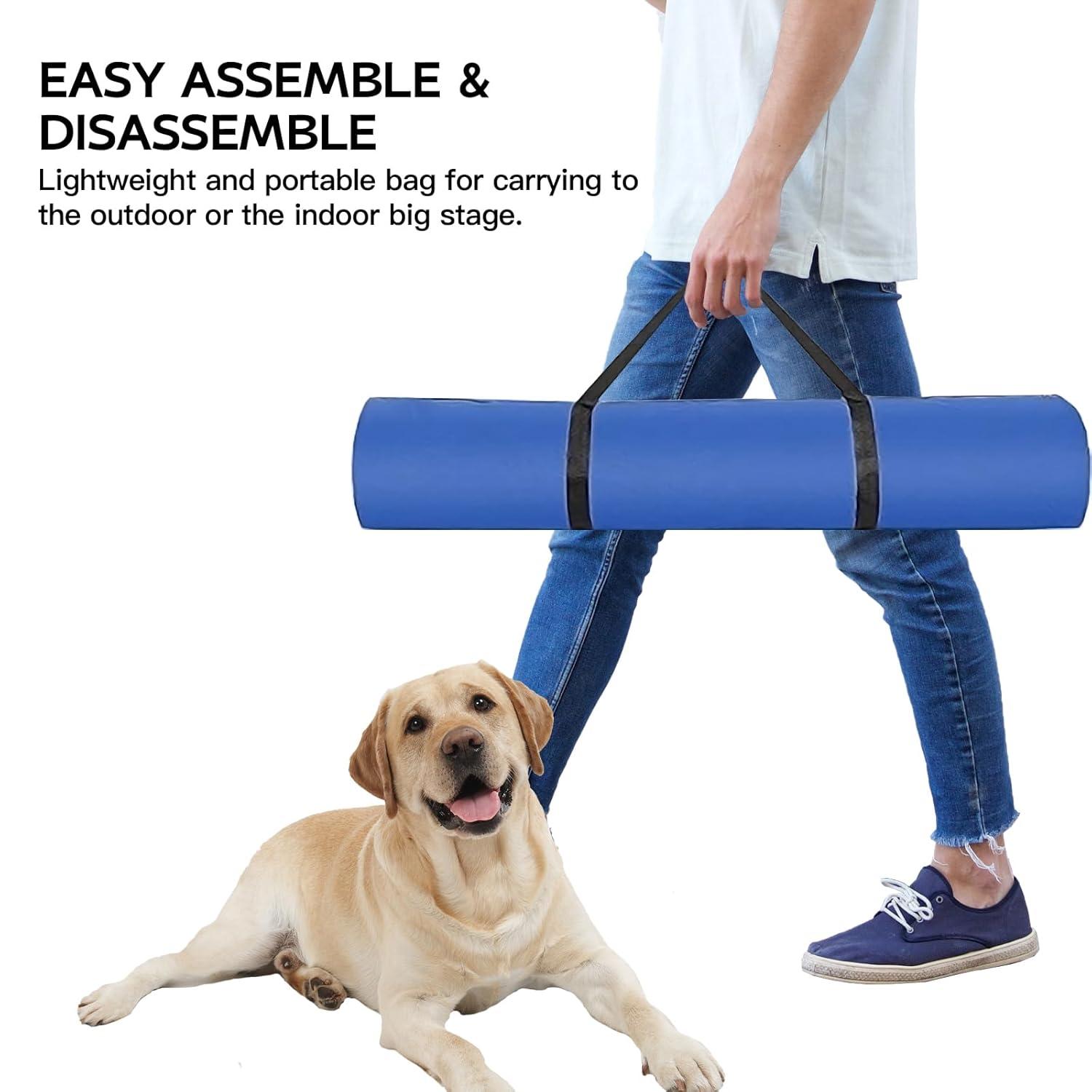 Aukfa Dog Agility Equipment Set, Includes Agility Hurdle, Jumping Ring, Agility Weave Poles and Carrying Bag for Backyard, Indoor, Outdoor