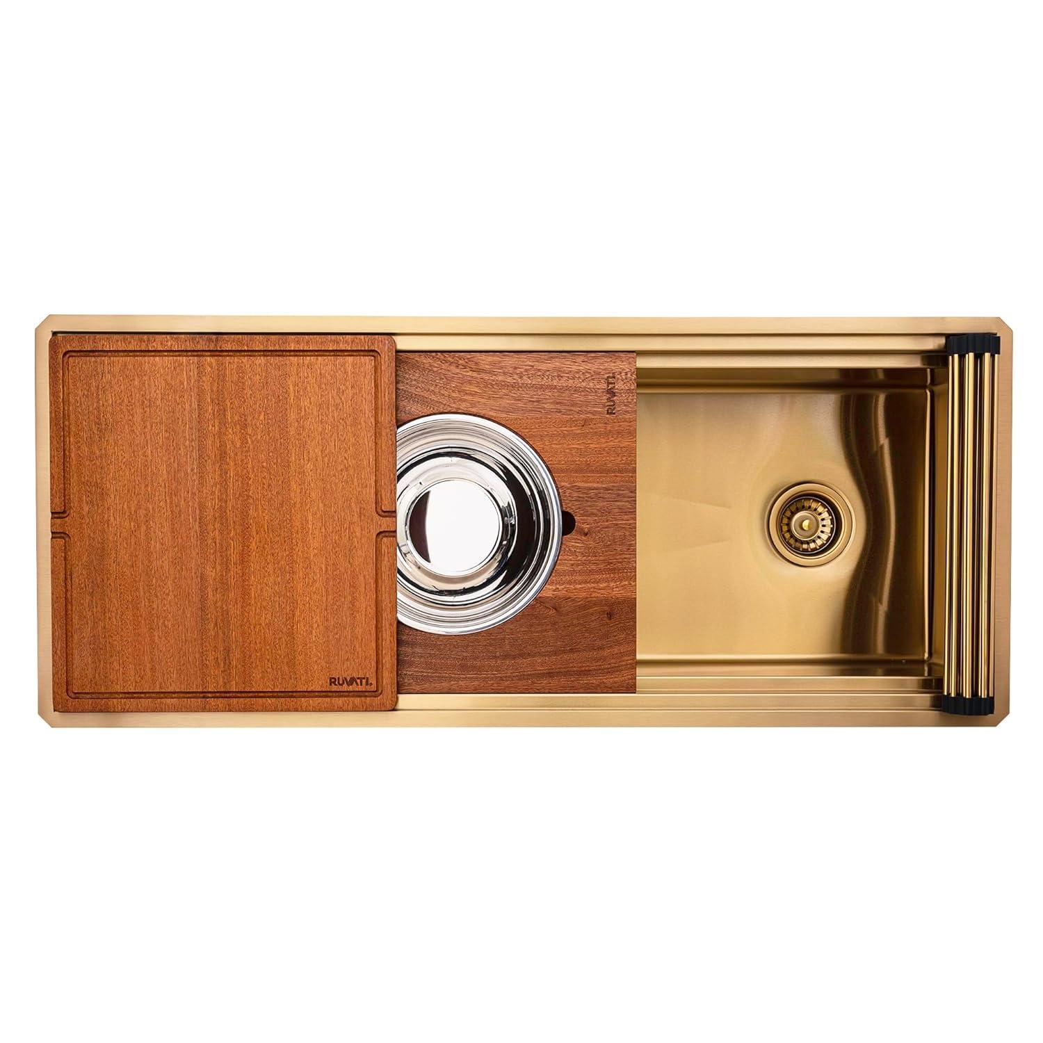 Ruvati 45-inch Stainless Steel Workstation Two-Tiered Ledge Undermount Kitchen Sink