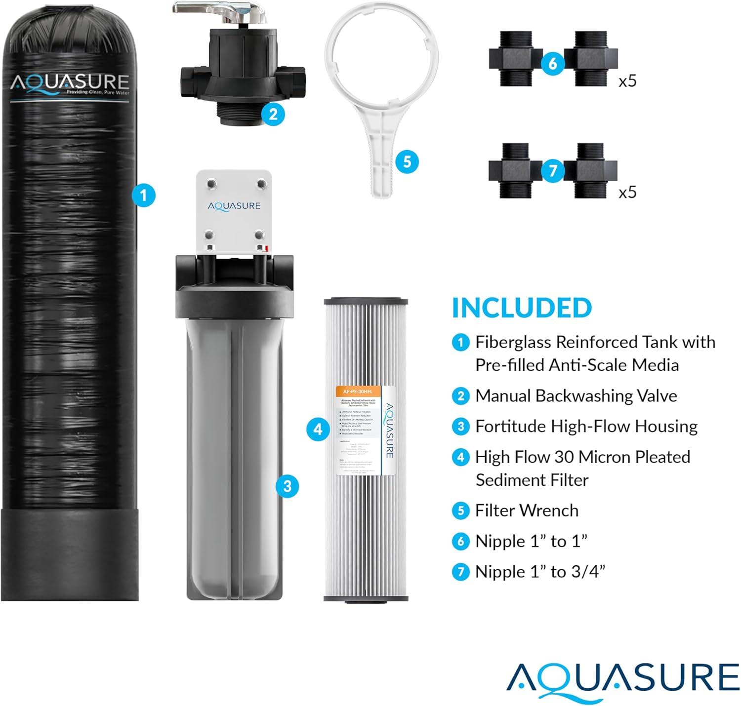 Aquasure Fortitude Lite Series 800,000 Gallons Whole House Water Treatment System with Pleated Sediment Filter, For 1-3 Bathrooms (AS-FP-LITE)