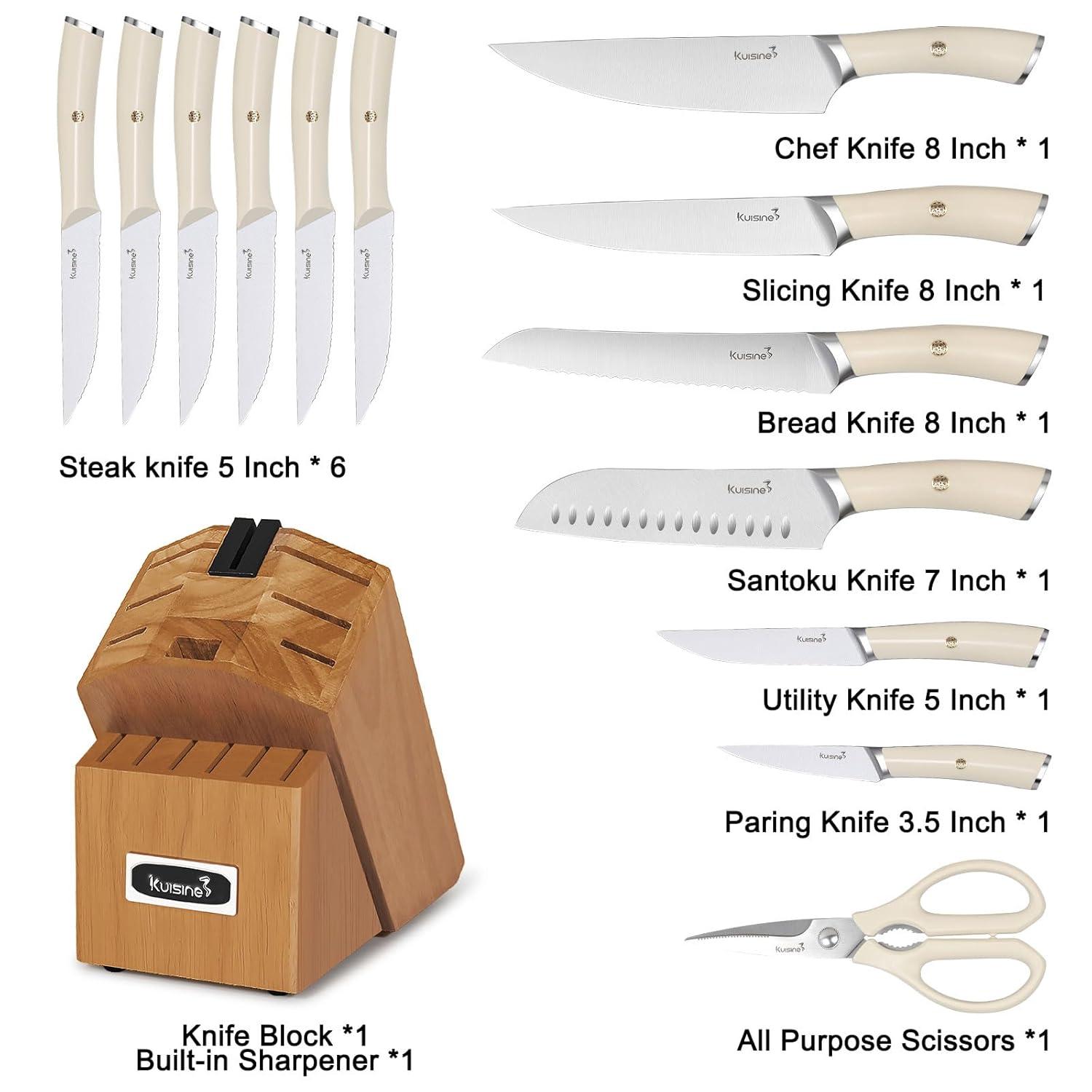 kuisine Kuisine 15-Piece Kitchen Knife Block Set Premium Stainless Steel