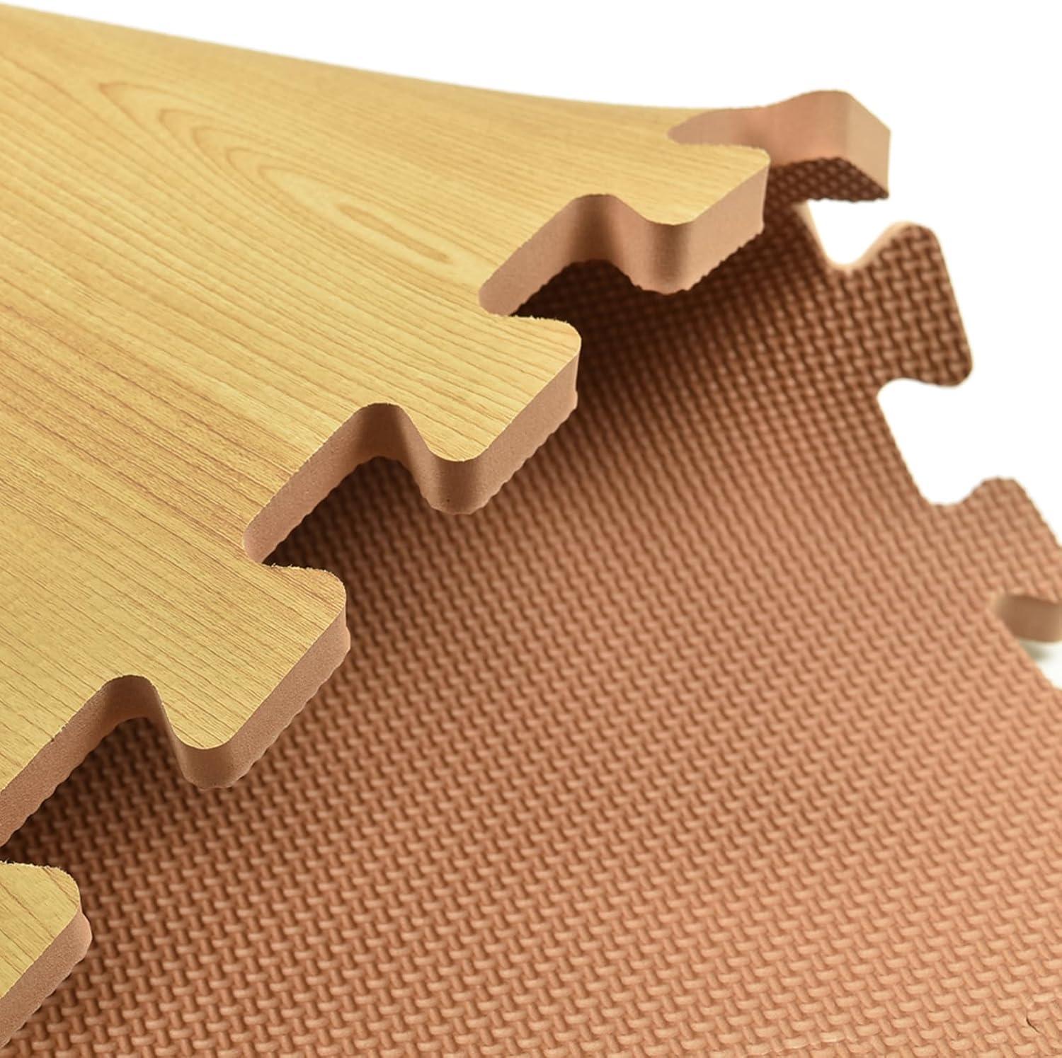 Greatmats Wood Grain Interlocking Wood Look Reversible Foam Tiles 1/2 Inch x 2x2 Ft. Light Wood/Tan 15 Pack