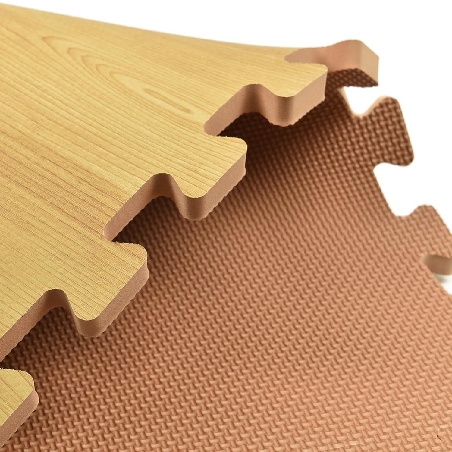 Greatmats Wood Grain Interlocking Wood Look Reversible Foam Tiles 1/2 Inch x 2x2 Ft. Light Wood/Tan 15 Pack