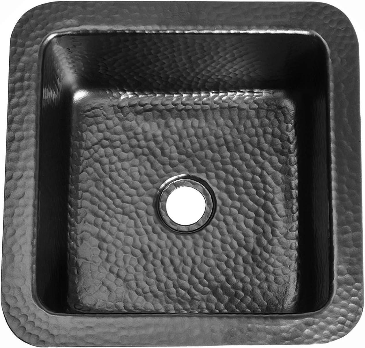 Aluminum Hand Hammered Glasgow Dual Mount Single Bowl Bar Prep Sink 12", Black