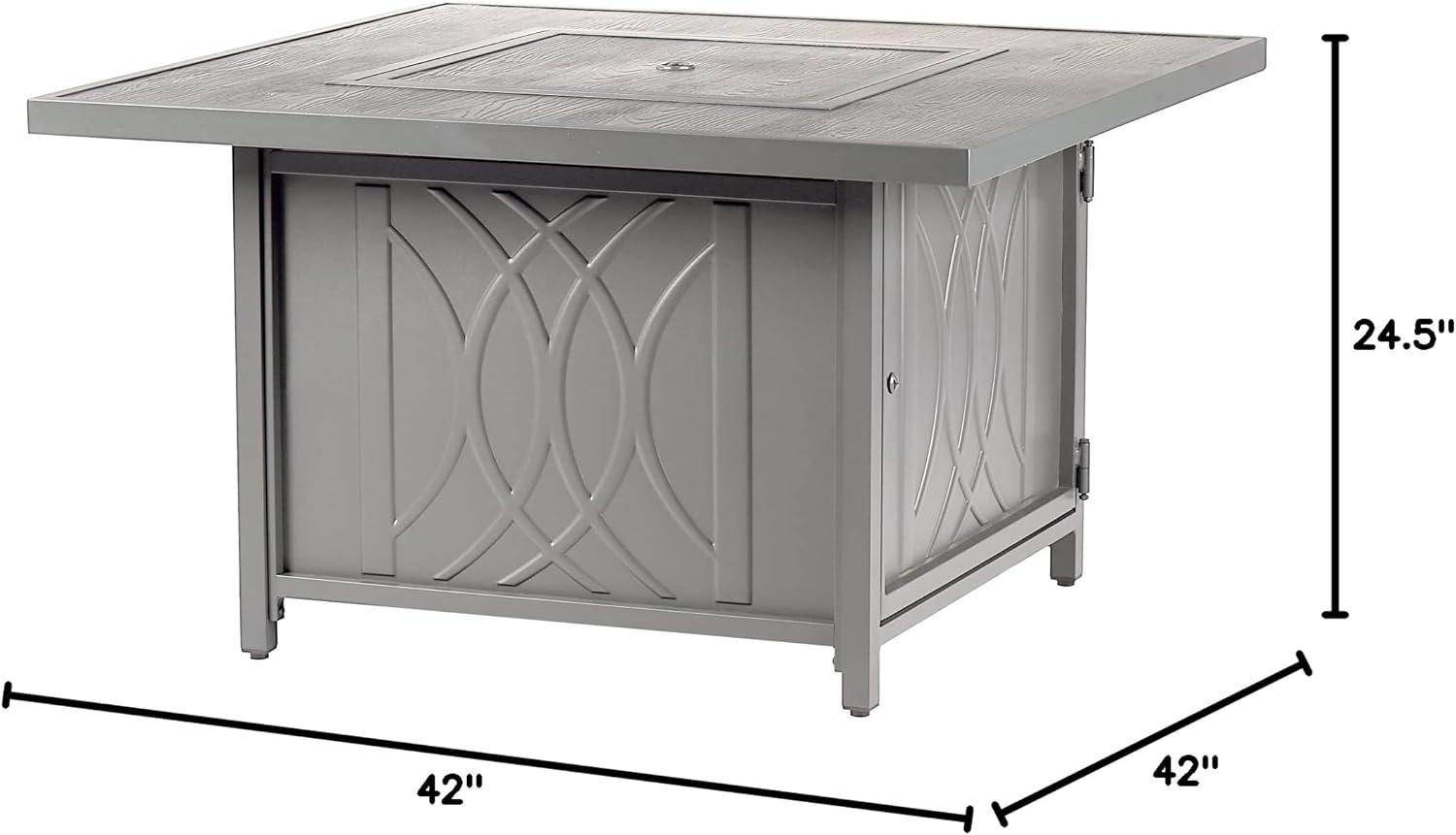 42" Square Aluminum 55000 BTUs Propane  Modern Fire Table with 2 Covers - Gray - Oakland Living