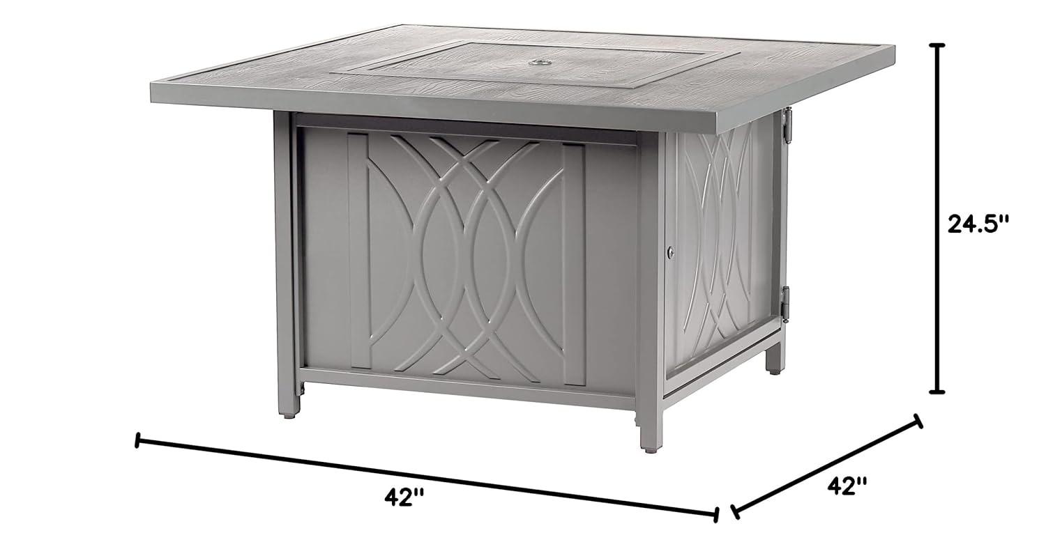 42" Square Aluminum 55000 BTUs Propane Modern Fire Table with 2 Covers - Gray - Oakland Living