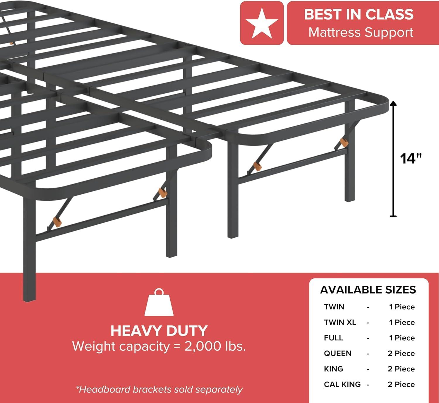 Home by Hollywood Bedder Base Steel Platform Bed Frame with 14" Underbed Storage