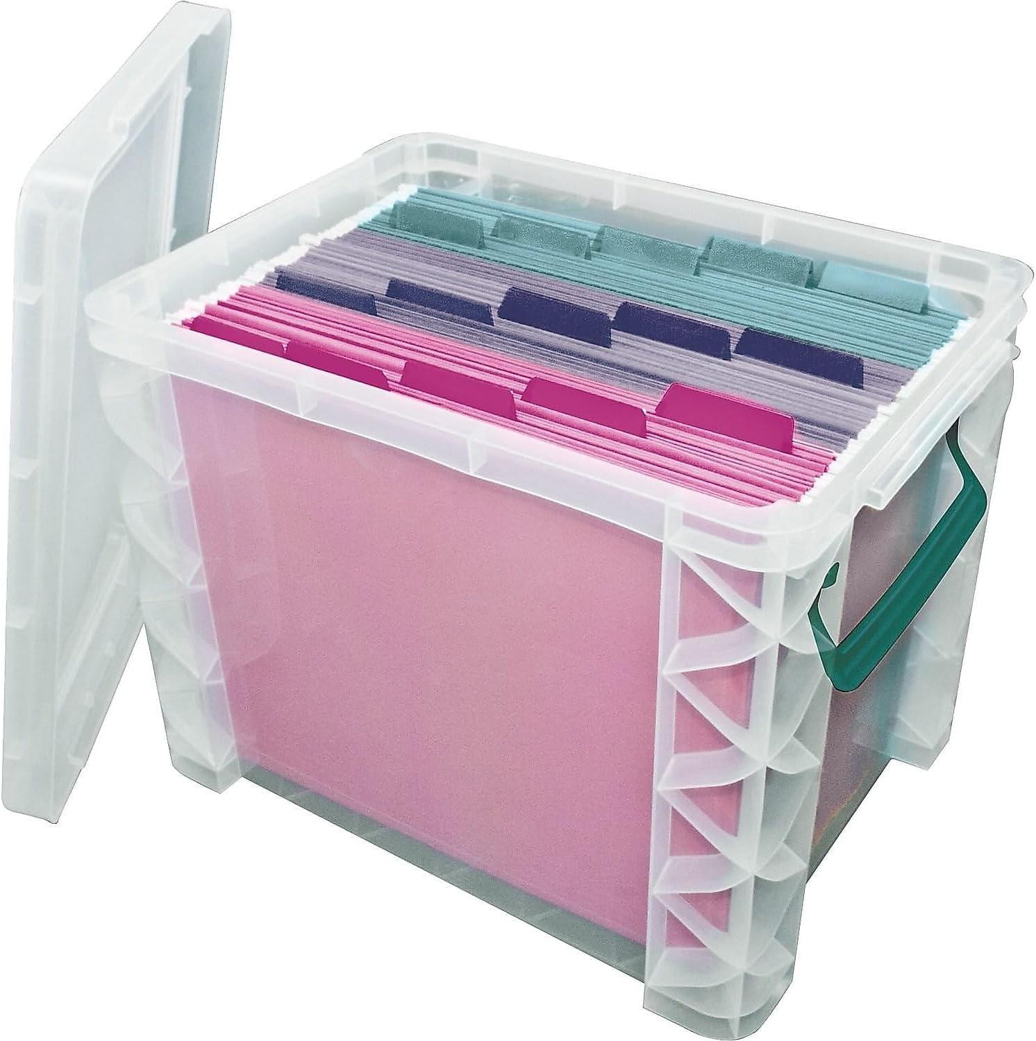 Super Stacker File Box-14.5"X10.5"X11.25" Clear/Blue Handles