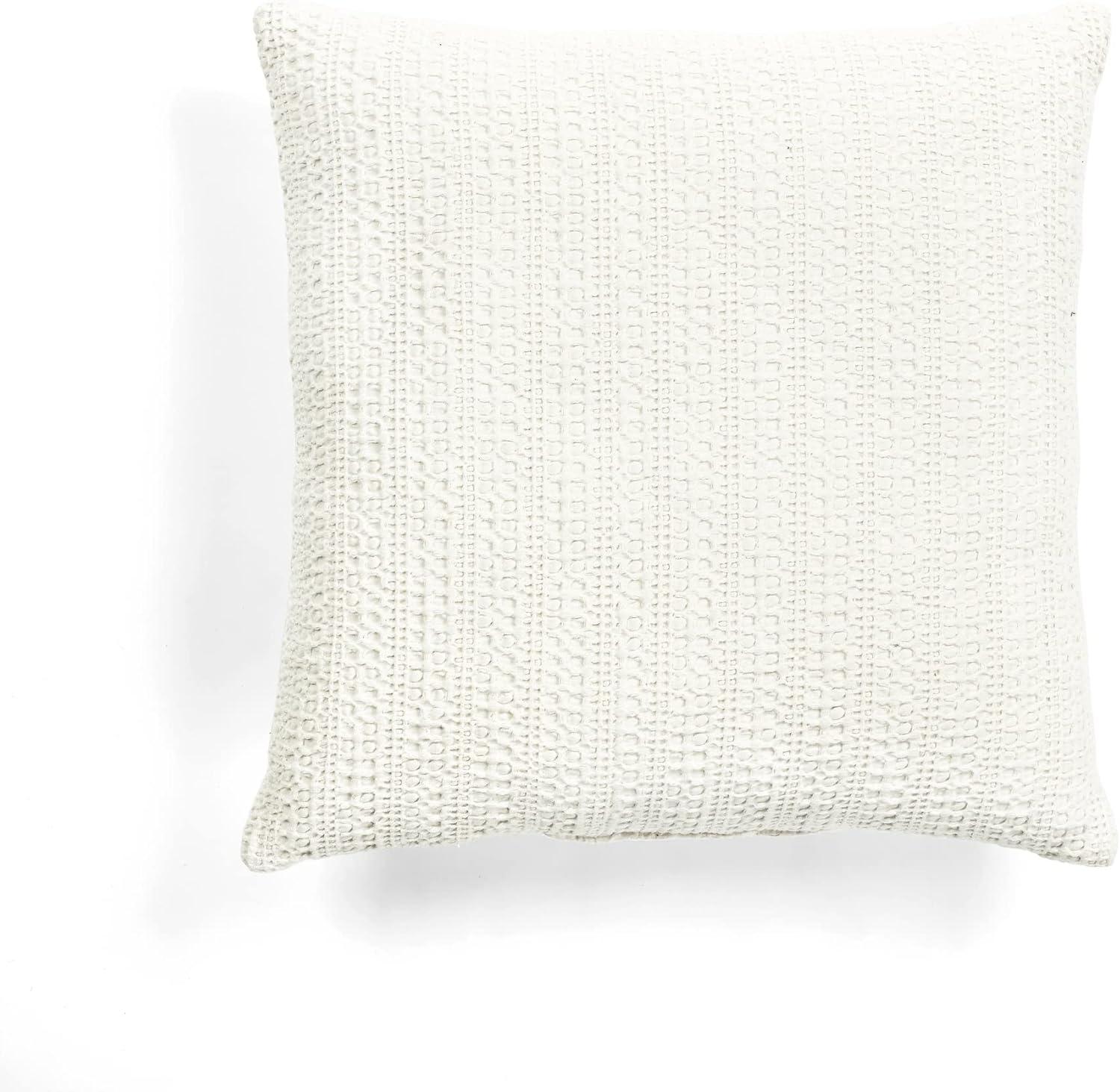 Ivory Waffle Knit Square Decorative Pillow 20" x 20"