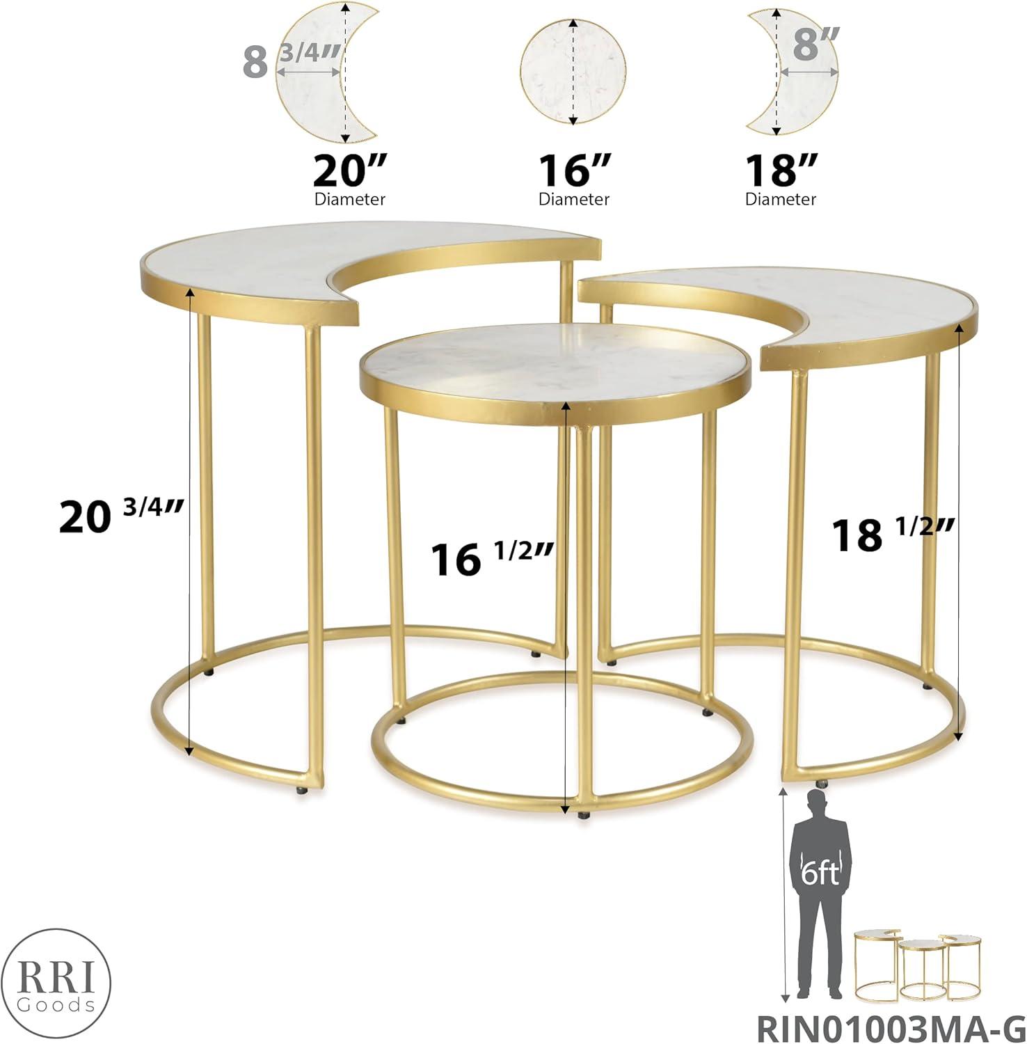 White Marble and Gold Round Nesting Tables Set of 3