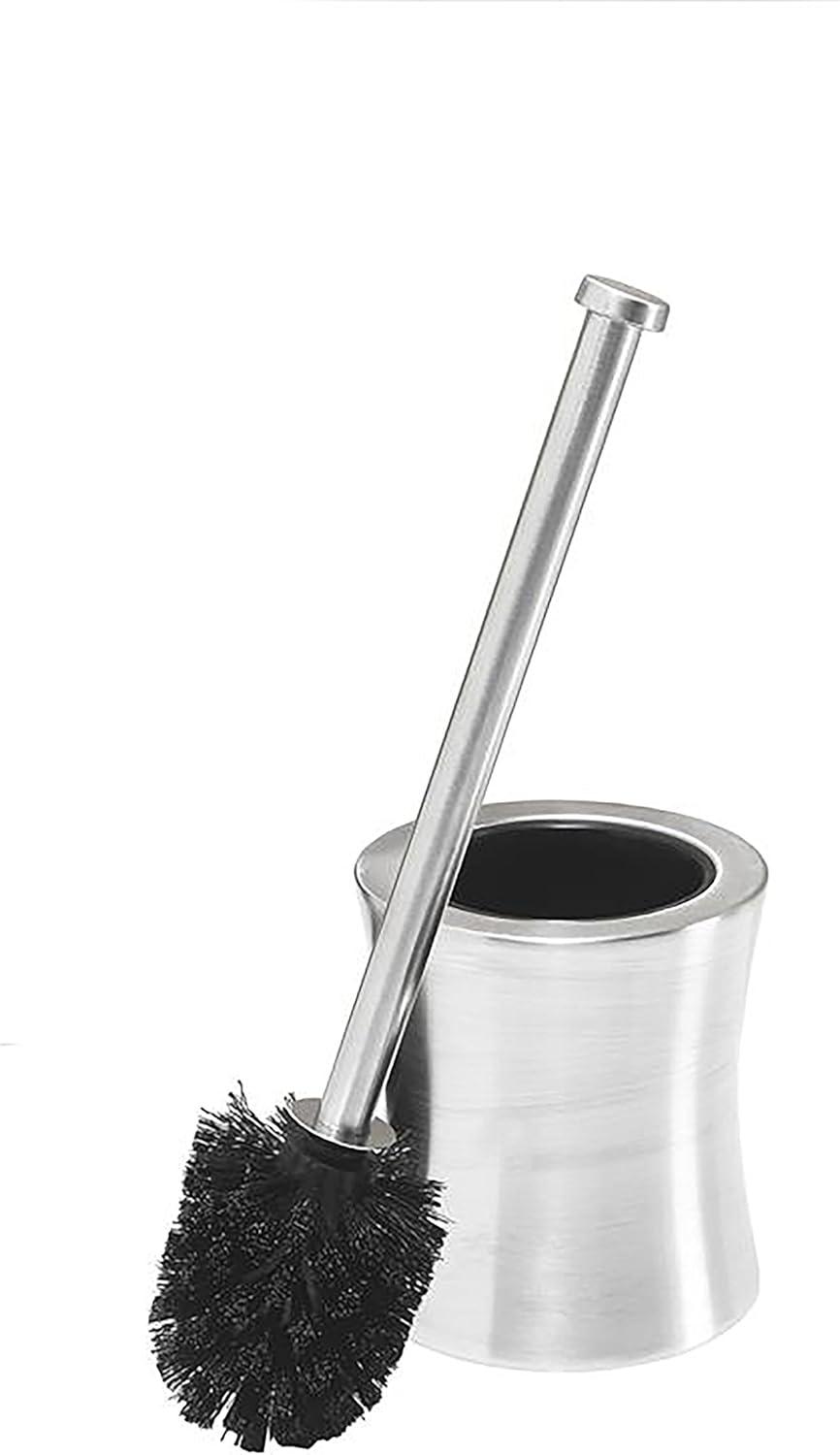 Hour Glass Shaped Silver Stainless Steel Toilet Brush and Holder