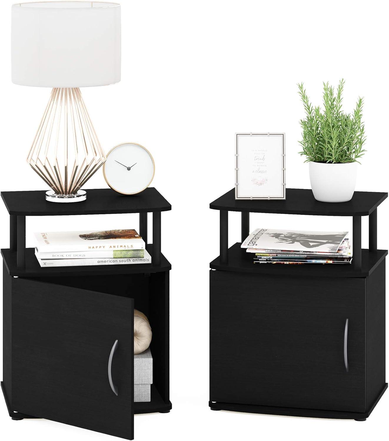 Furinno JAYA Utility Design End Table, Black, Set of 2