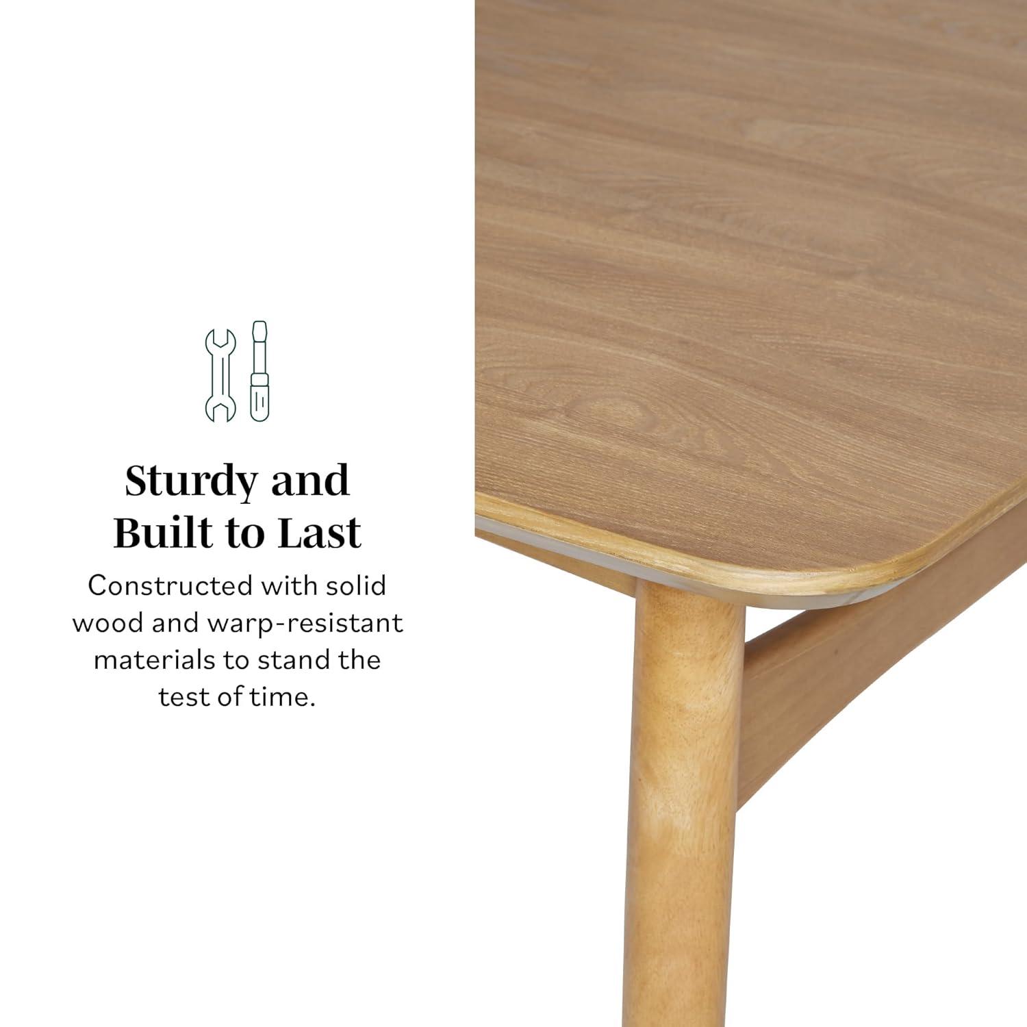 Walker Edison 59" Mid-Century Tapered Leg Dining Table, English Ash