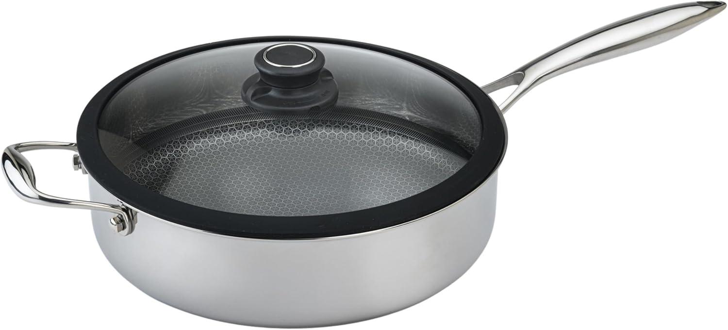 Black Cube by Frileing Hybrid Quick Release Stainless Steel 11" Saute Pan with Helper Handle and Lid