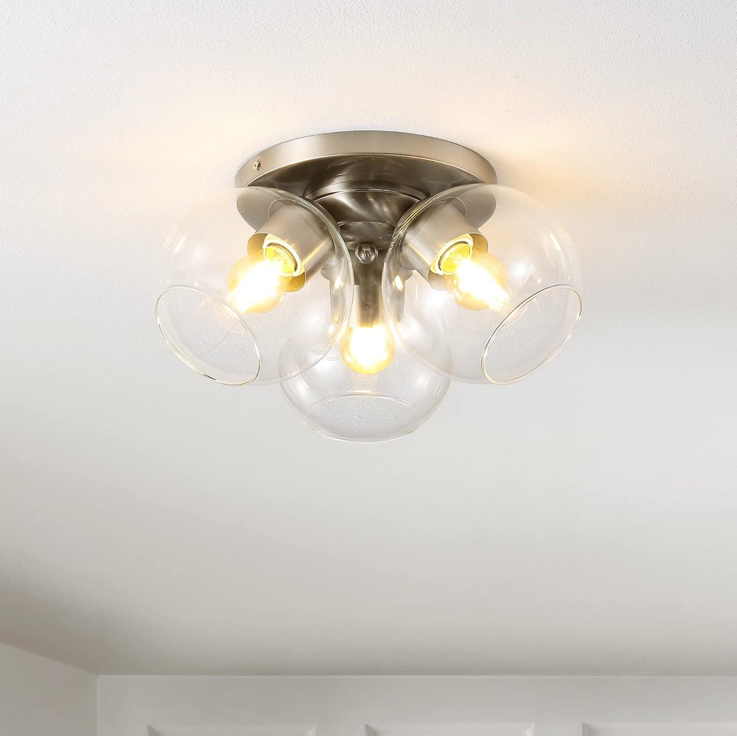 11.5" Clear Glass Nickel LED Flush Mount Ceiling Light