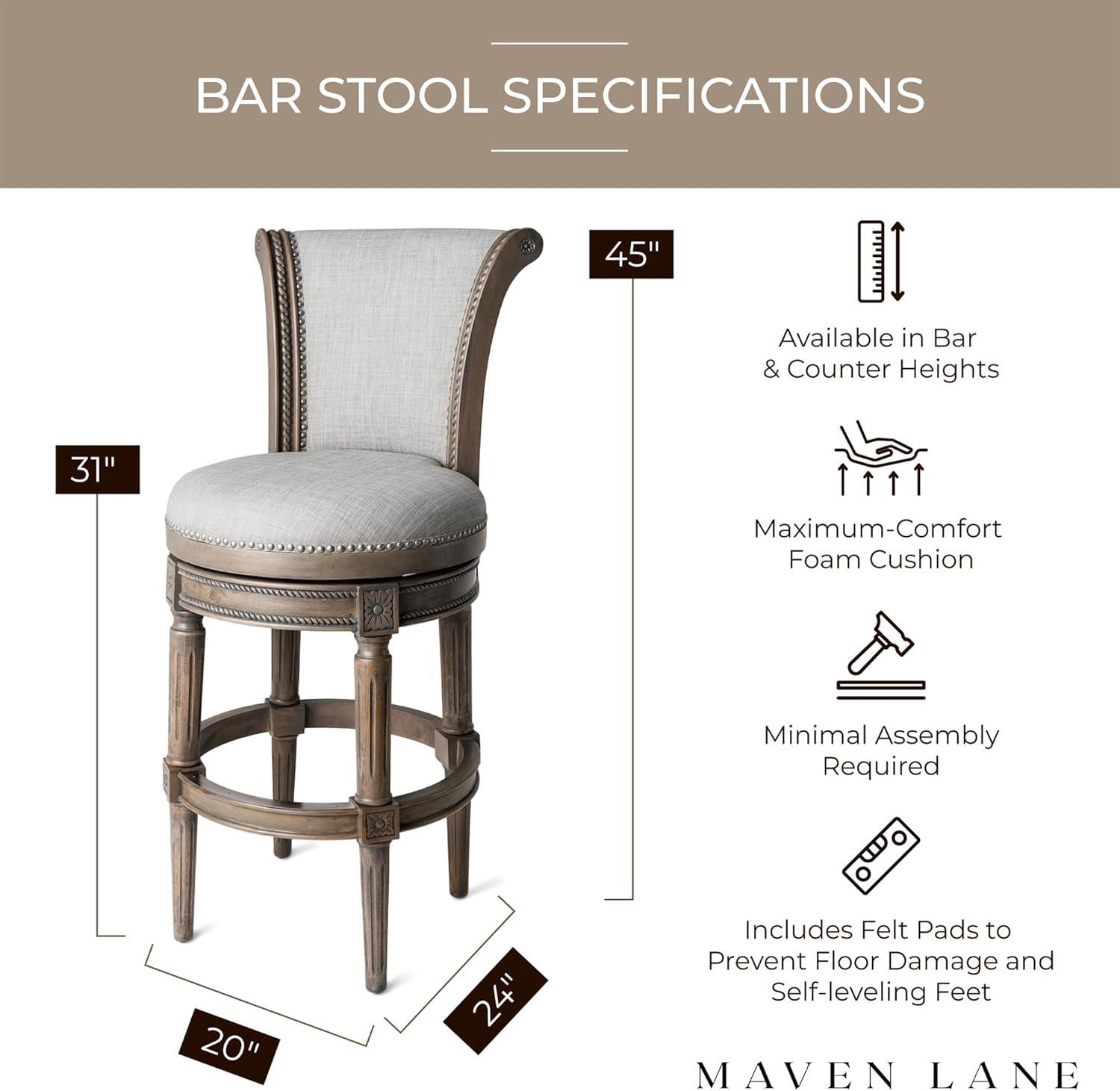 Maven Lane Pullman Swivel Upholstered Kitchen Stool, Set of 3