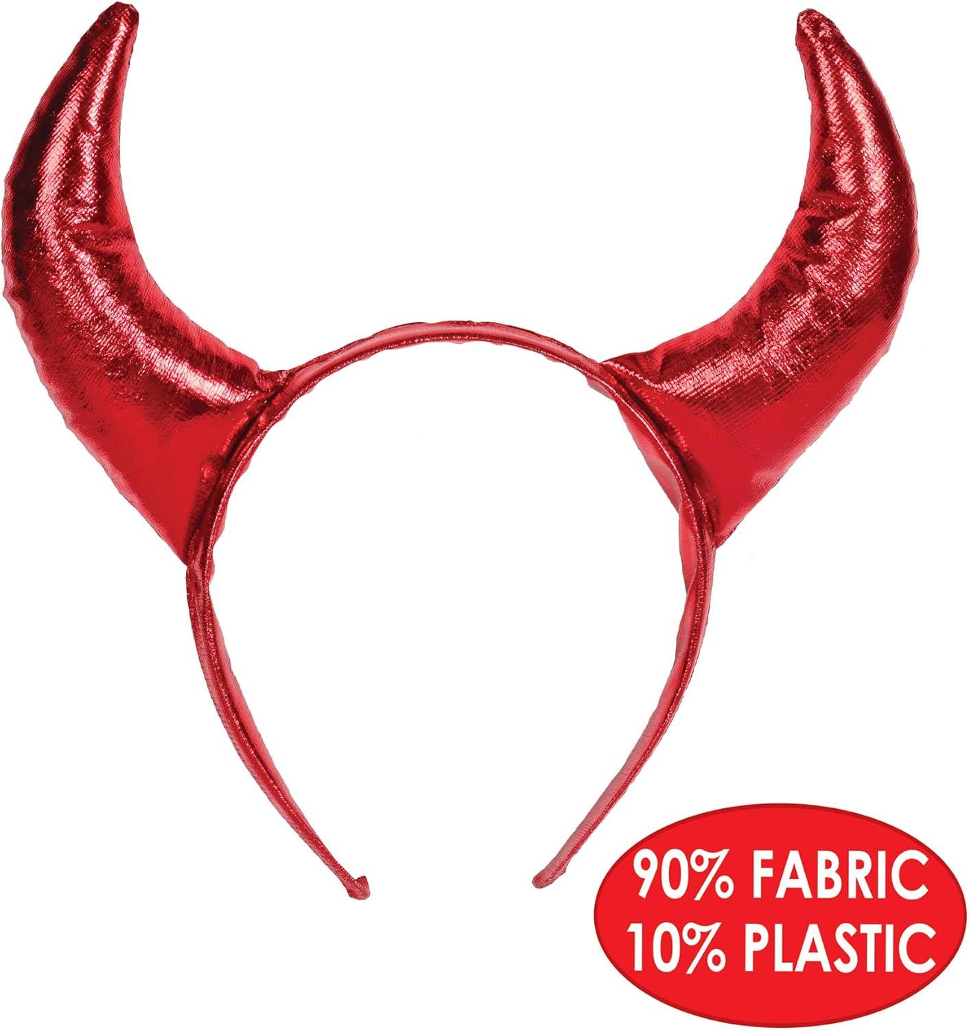 Shiny Red Fabric Devil Horns Headband for Cosplay