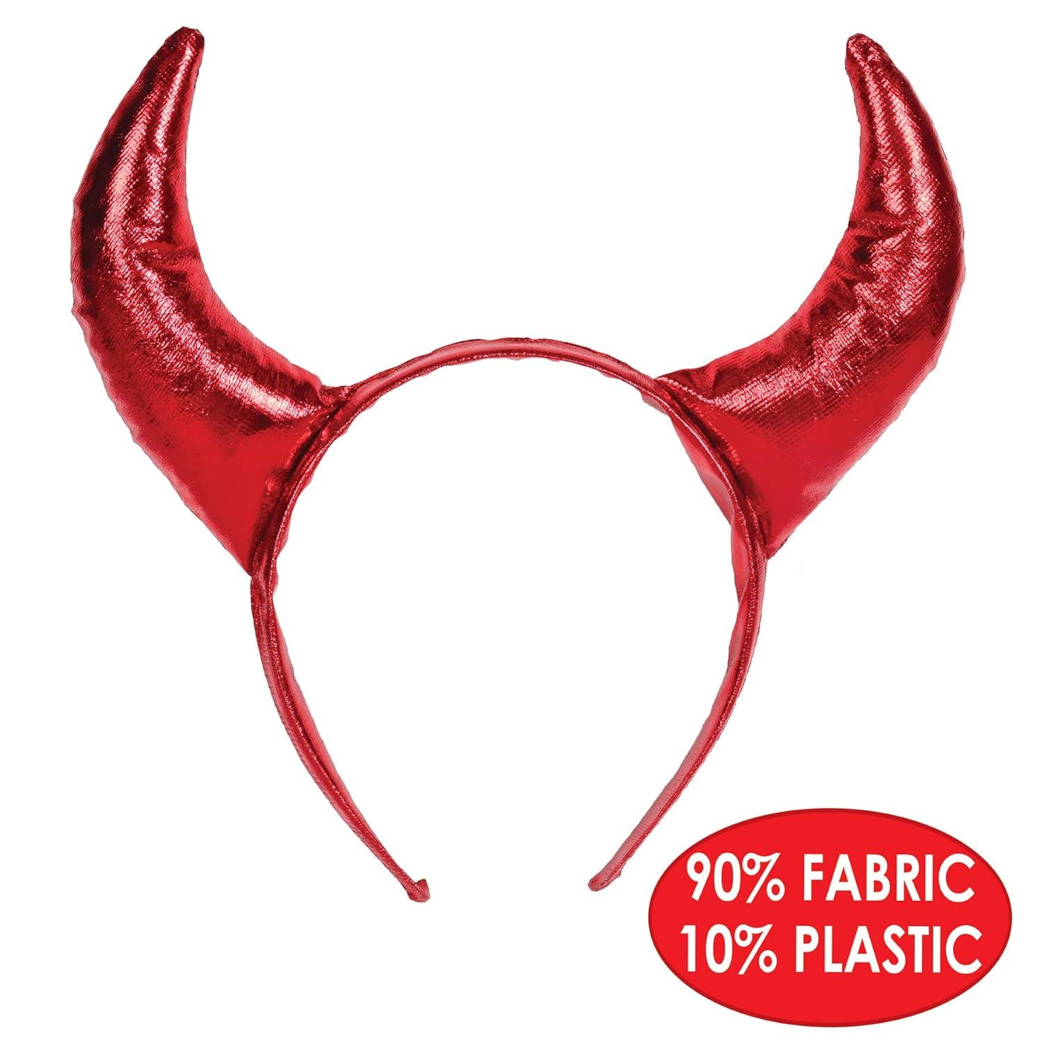 Shiny Red Fabric Devil Horns Headband for Cosplay