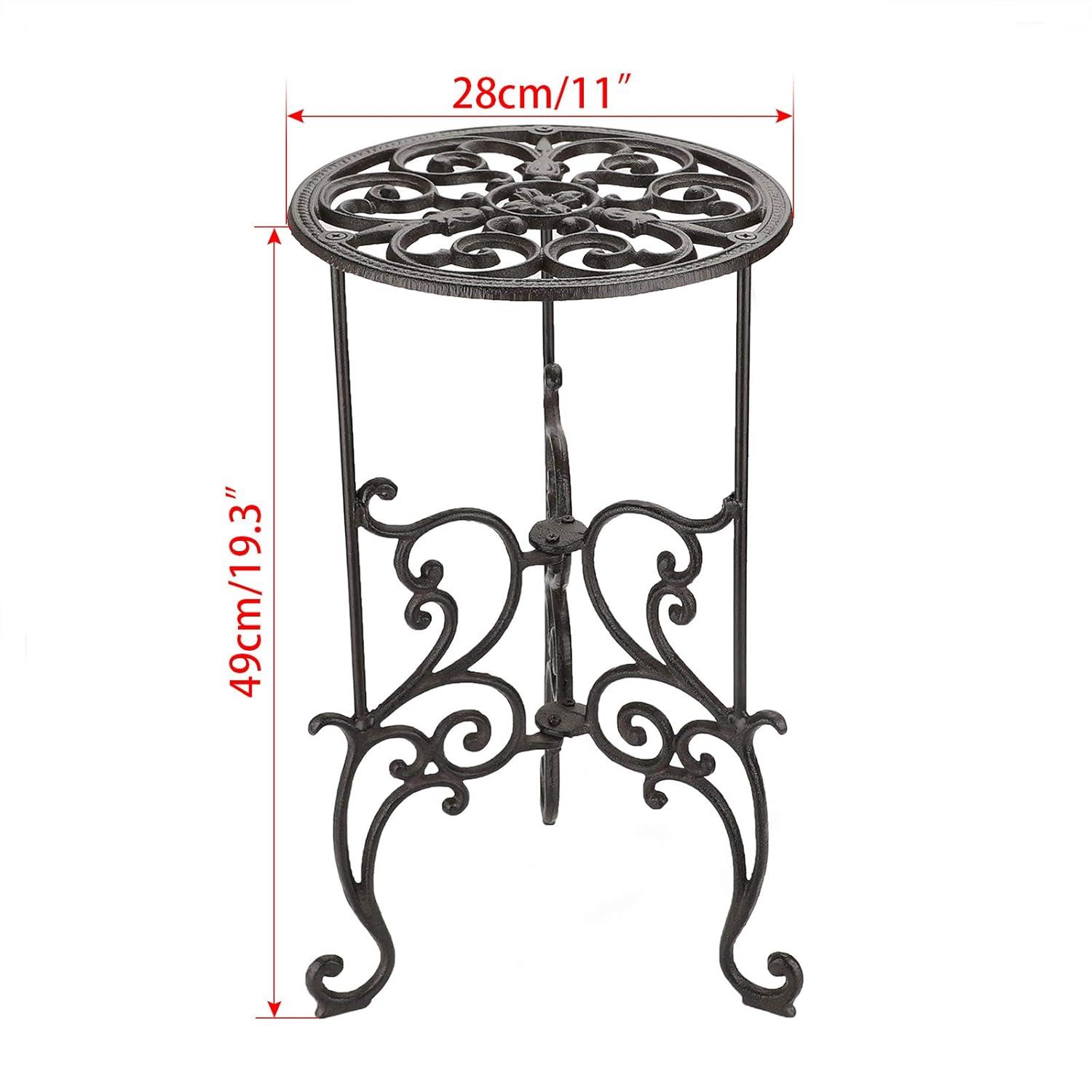 OwnMy Heavy Duty Cast Iron Plant Stand Indoor Outdoor Vintage Wrought Iron Round Flower Pot Holder Stand, 19.3" Tall Decorative Large Potted Plant Stand for Home Garden Patio