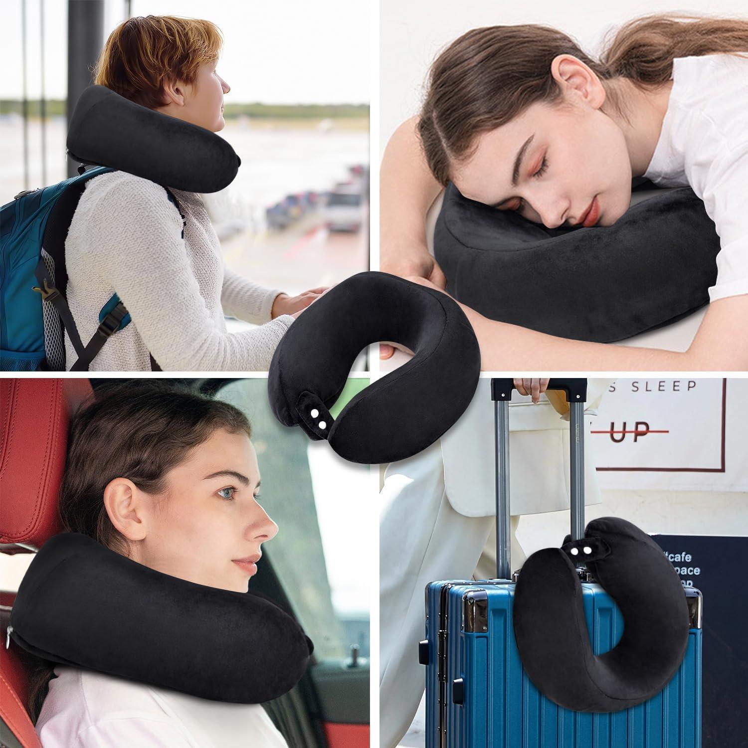 witspace Indoor Outdoor Chair Cushions, Seat Cushion Chair Cushions, Travel Neck Pillow Memory Foam Airplane Travel Comfortable Washable Cover Plane Neck Support Pillow for Neck Sleeping