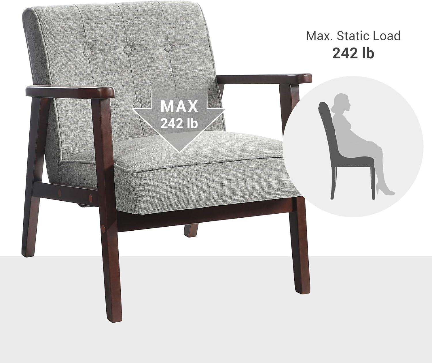 Light Gray Mid-Century Modern Wood Accent Chair