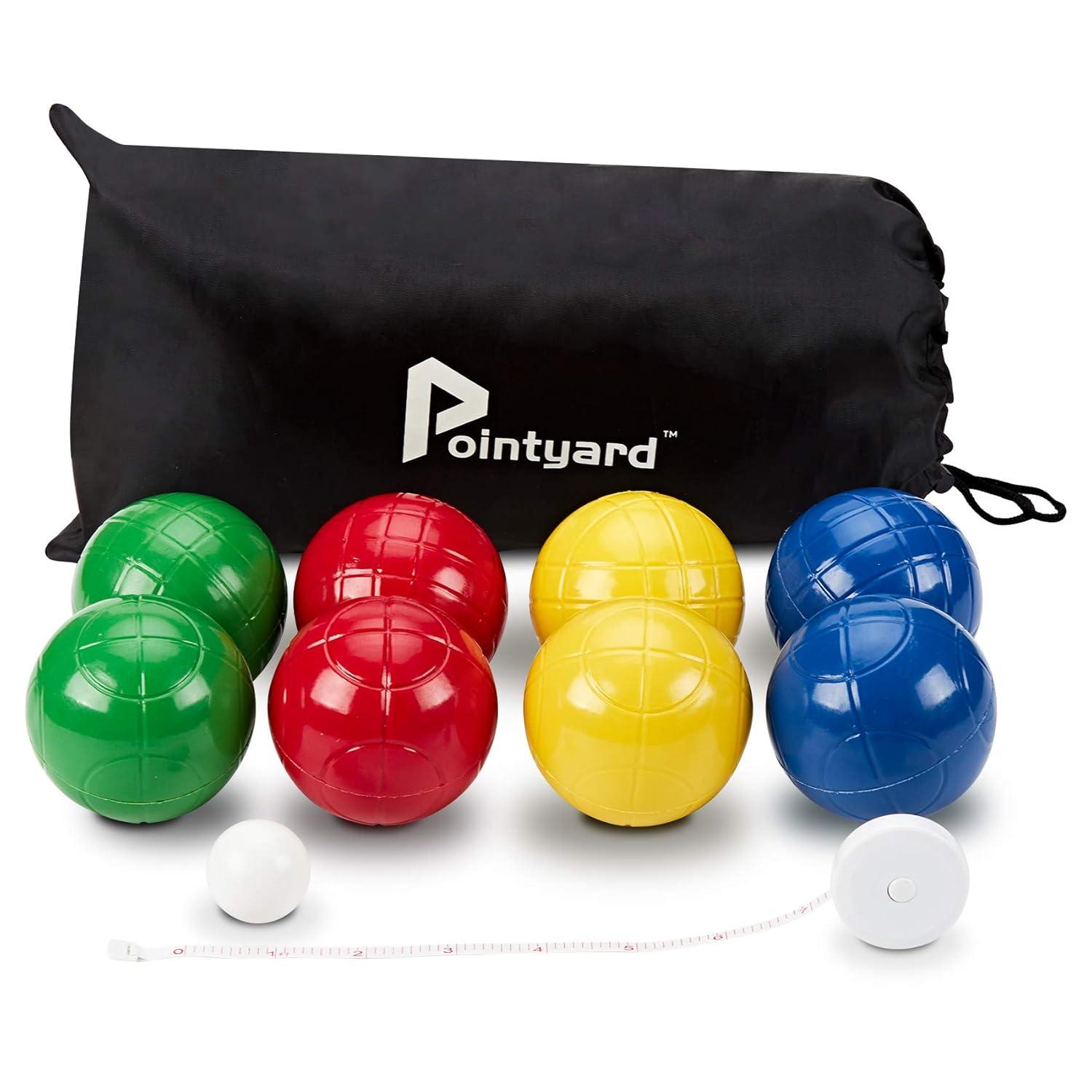 ropoda 90mm Bocce Ball Set, Lighter Bocce Ball for Beginners with 8 Balls, Pallino, Case and Measuring Rope for Backyard/Beach/Lawn, Composite Plastic for Kids Teens Beginners