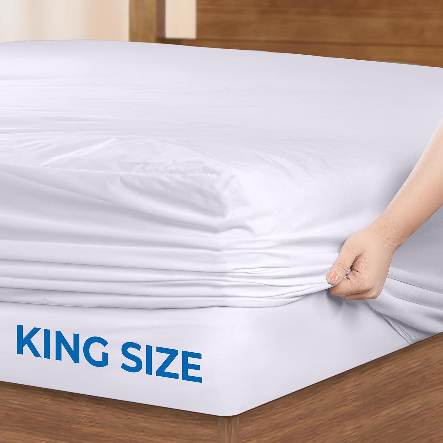 Utopia Bedding Waterproof 5-Sided Mattress Protector King Size, Premium Breathable Mattress Cover, Fitted Style with Stretchable Pockets (White)