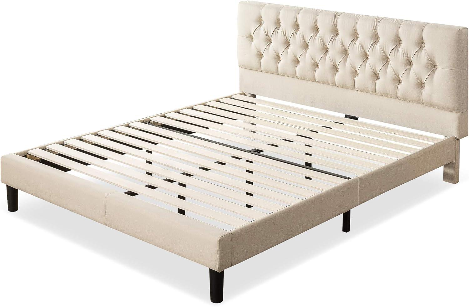 ZINUS Misty Upholstered Platform Bed Frame / Mattress Foundation / Wood Slat Support / No Box Spring Needed / Easy Assembly, Taupe, King