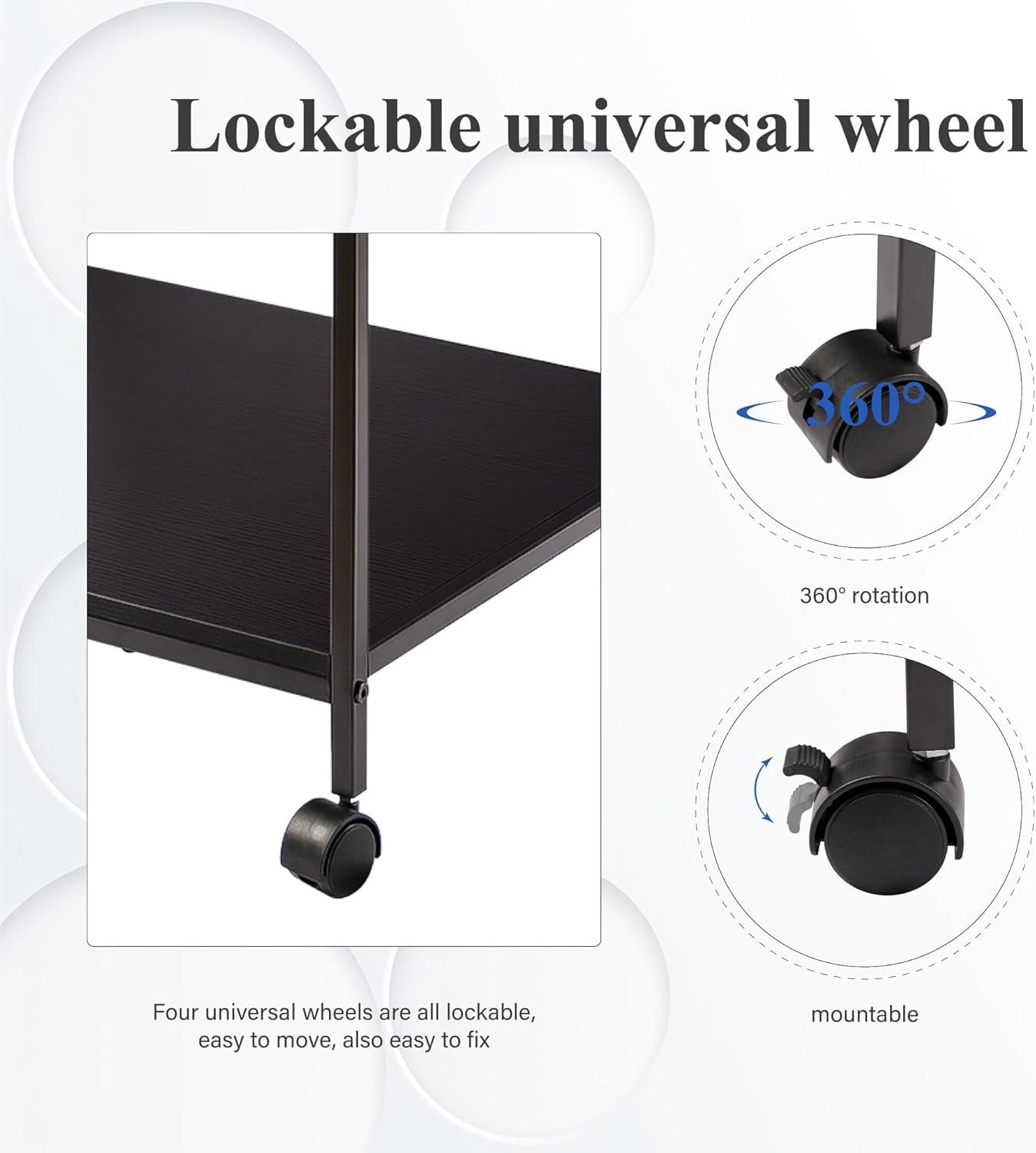 Large Printer Stand, 23.6" W x 18.9" D x 31.5" H Large Printer Table with Adjustable Storage Shelf, 3 Tier Rolling Printer Cart with Wheels for Home Office- Support 100 LBS Each Tier