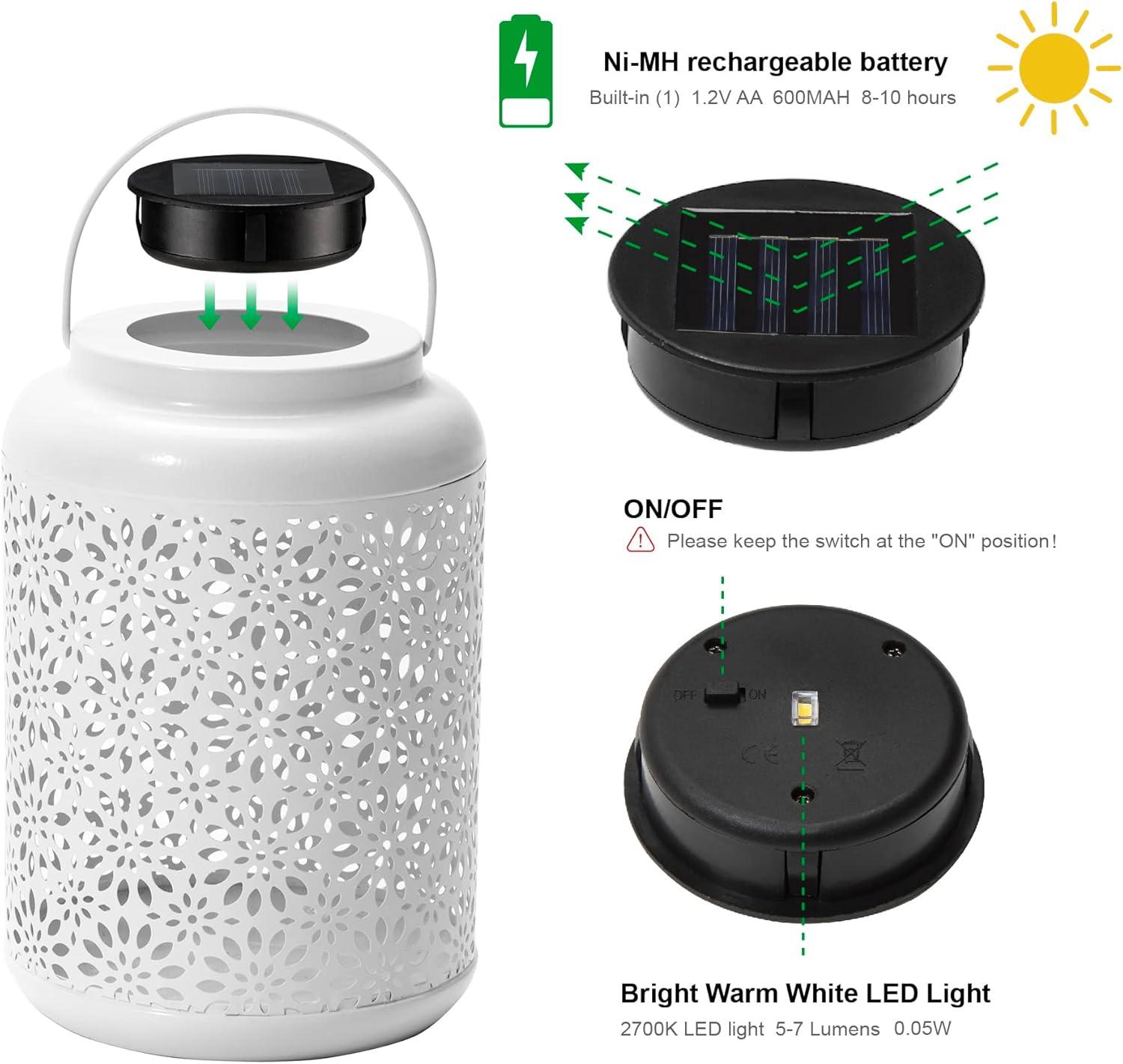8.75" H Metal Wire Solar Powered Outdoor Hanging Lantern